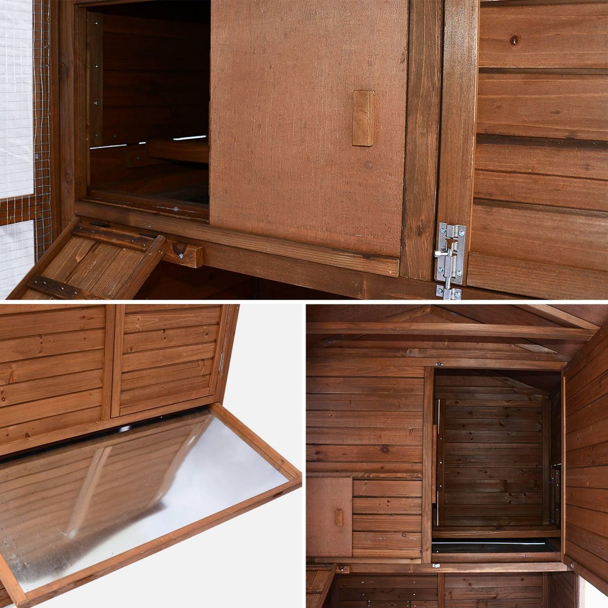 SWEEEK Poulailler en bois COTENTINE. 6 à 8 poules. cage à poule avec enclos