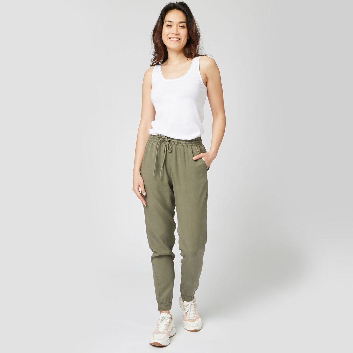 INEXTENSO Pantalon jogging vert kaki femme pas cher Auchan