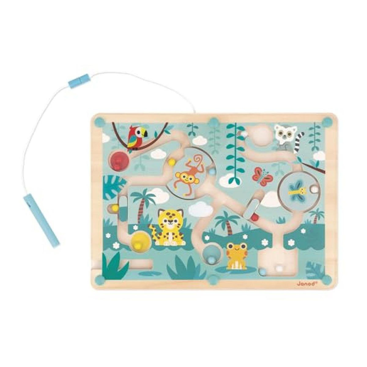 Juratoys-Janod Labyrinthe Magnetique a Billes Tropiques en Bois