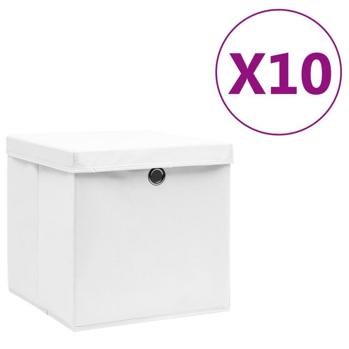VIDAXL Boîtes de rangement avec couvercles 10 pcs 28x28x28 cm Blanc