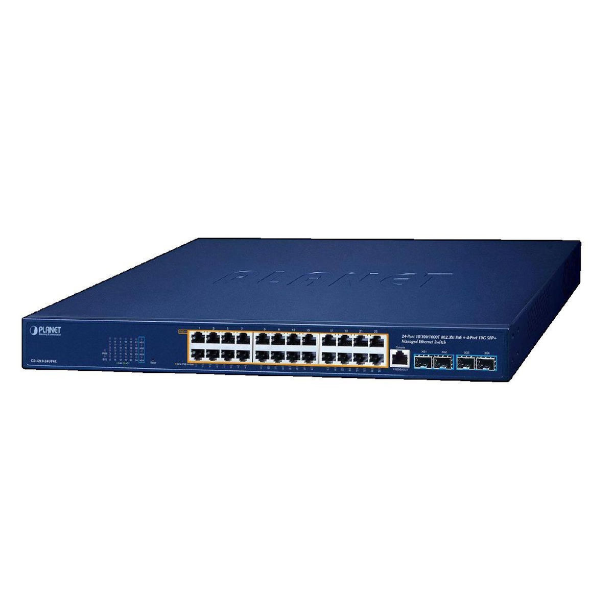 Planet Commutateur réseau PLANET GS-4210-24UP4X avec 24 ports RJ-45 et 4 ports SFP+