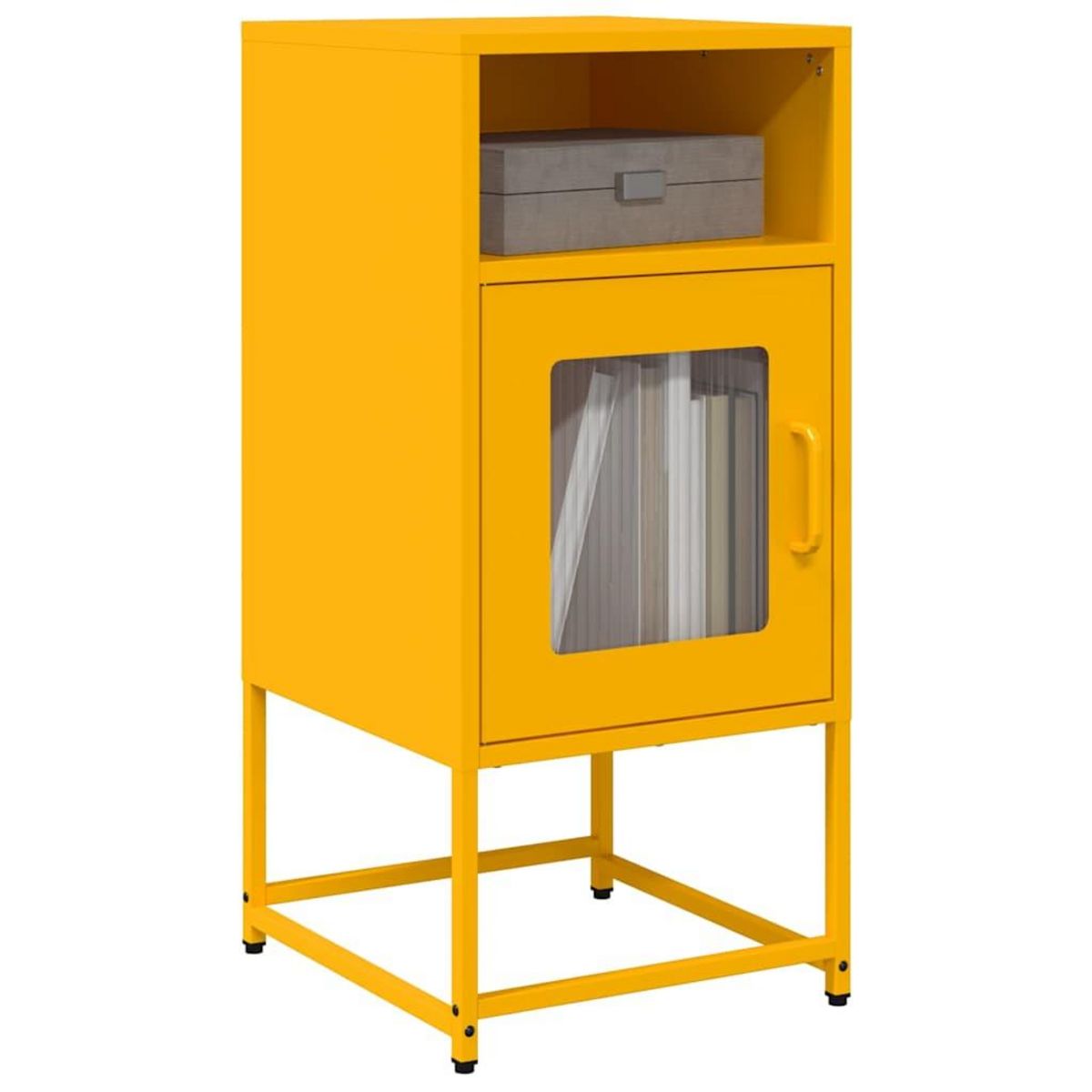VIDAXL Table de chevet jaune moutarde 36x39x78 cm acier lamine a froid