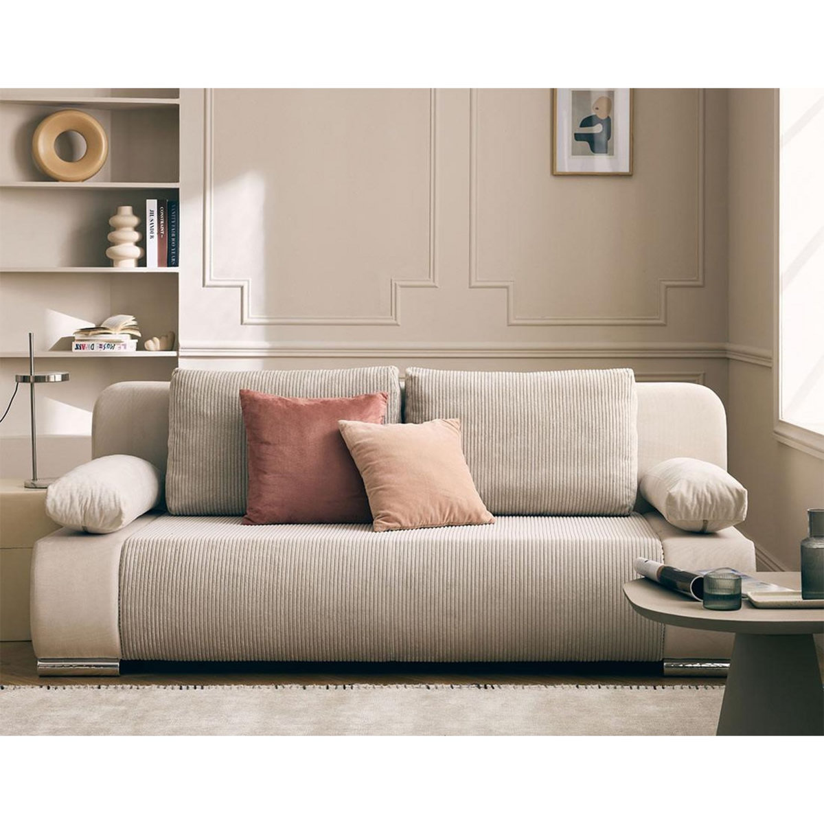 BEST MOBILIER Elio - canapé 3 places convertible - avec coffre - en velours et velours côtelé