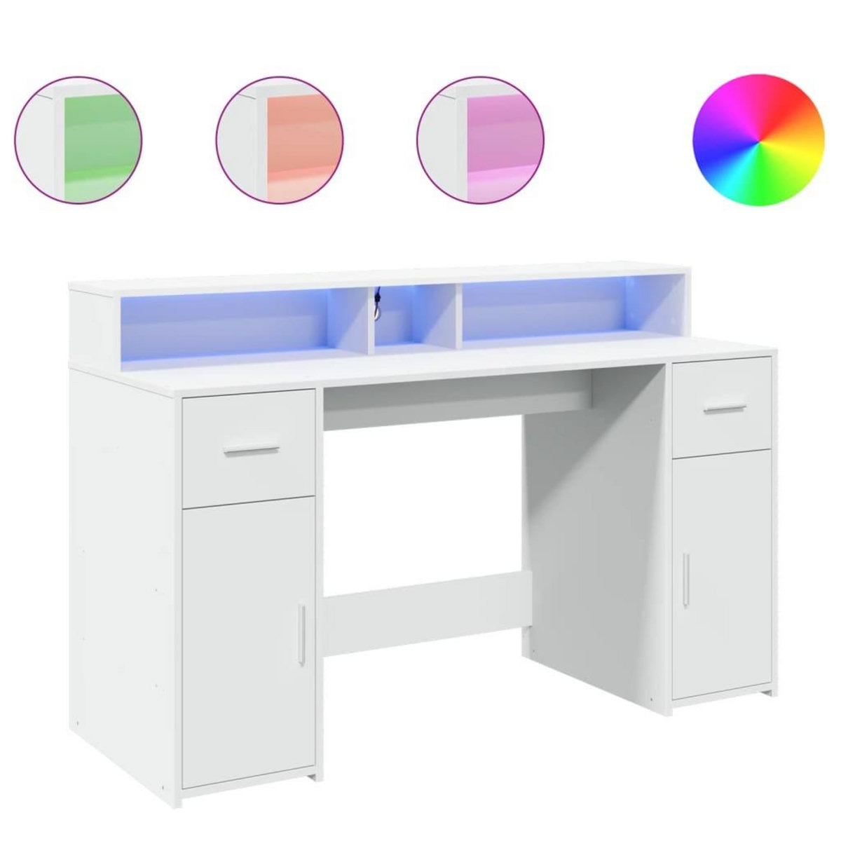 VIDAXL Bureau avec lumieres LED blanc 140x55x91 cm bois d'ingenierie