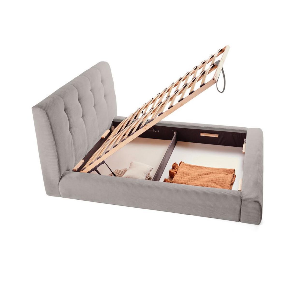 LISA DESIGN Onyx - lit coffre - 180x200 cm - en velours côtelé - sommier inclus