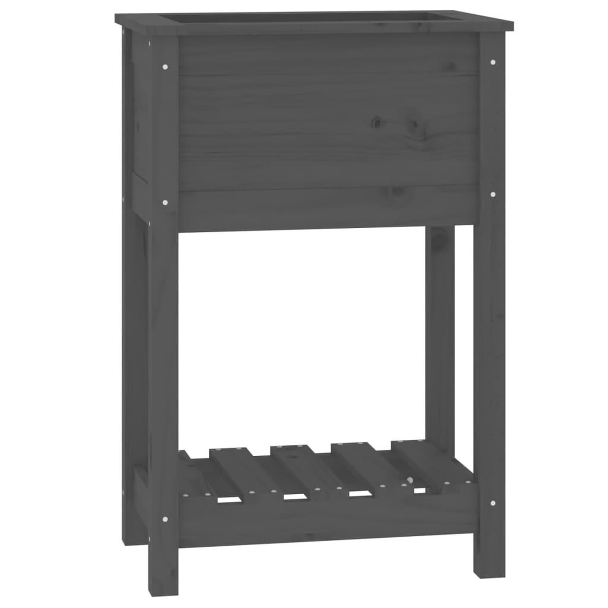 Voir la diapositive 2 : VIDAXL Jardiniere avec etagere Gris 54x34,5x81 cm Bois massif de pin