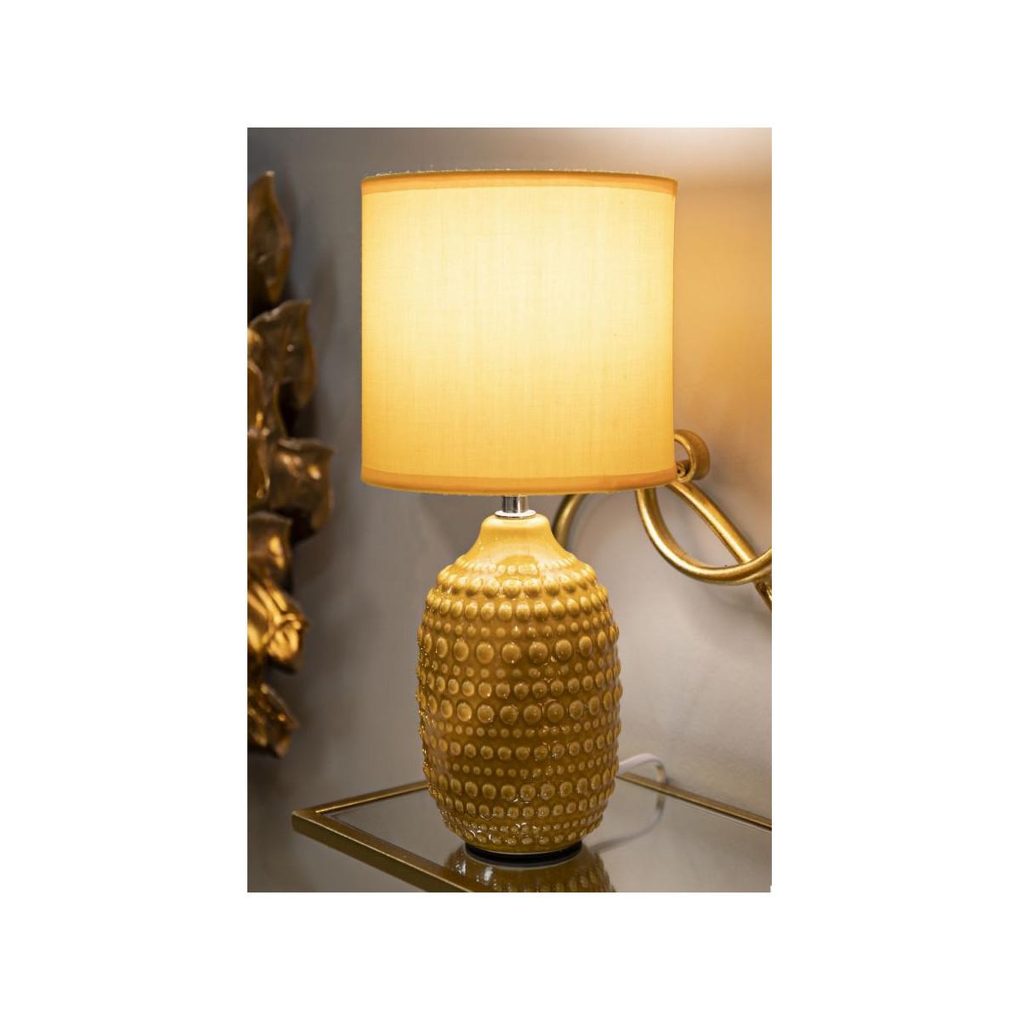 Voir la diapositive 5 : Paris Prix Lampe à poser en céramique  points  30cm moutarde