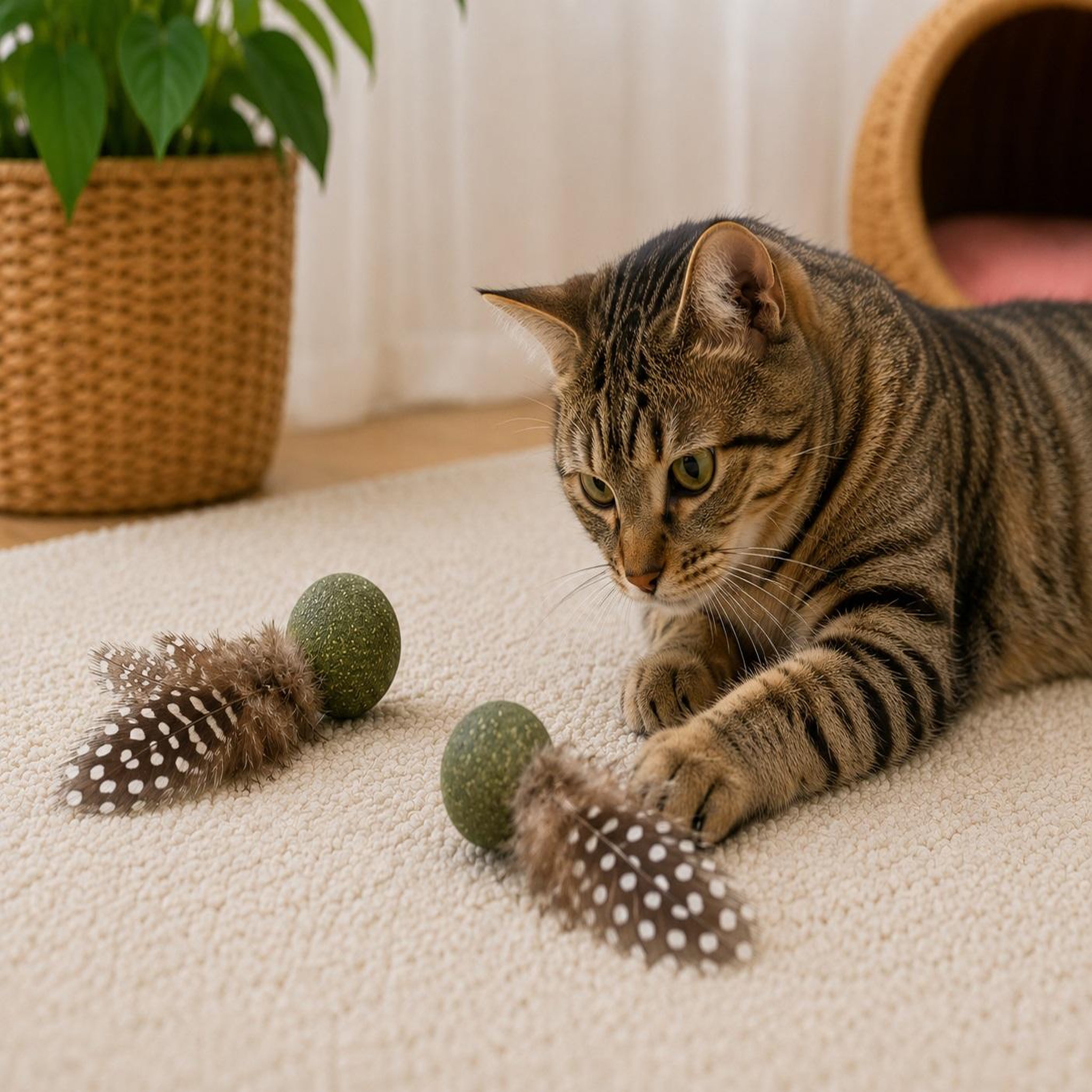 Voir la diapositive 2 : Eden Jouets pour chat katti balle de cataire avec plumes