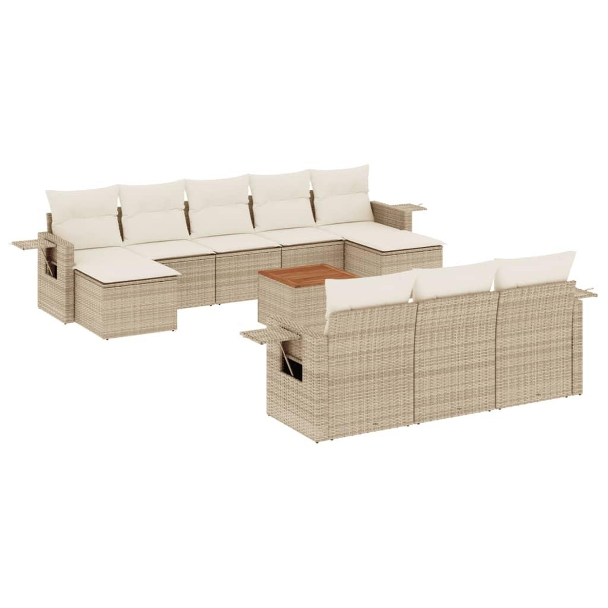 Voir la diapositive 2 : VIDAXL Salon de jardin 11 pcs avec coussins beige resine tressee