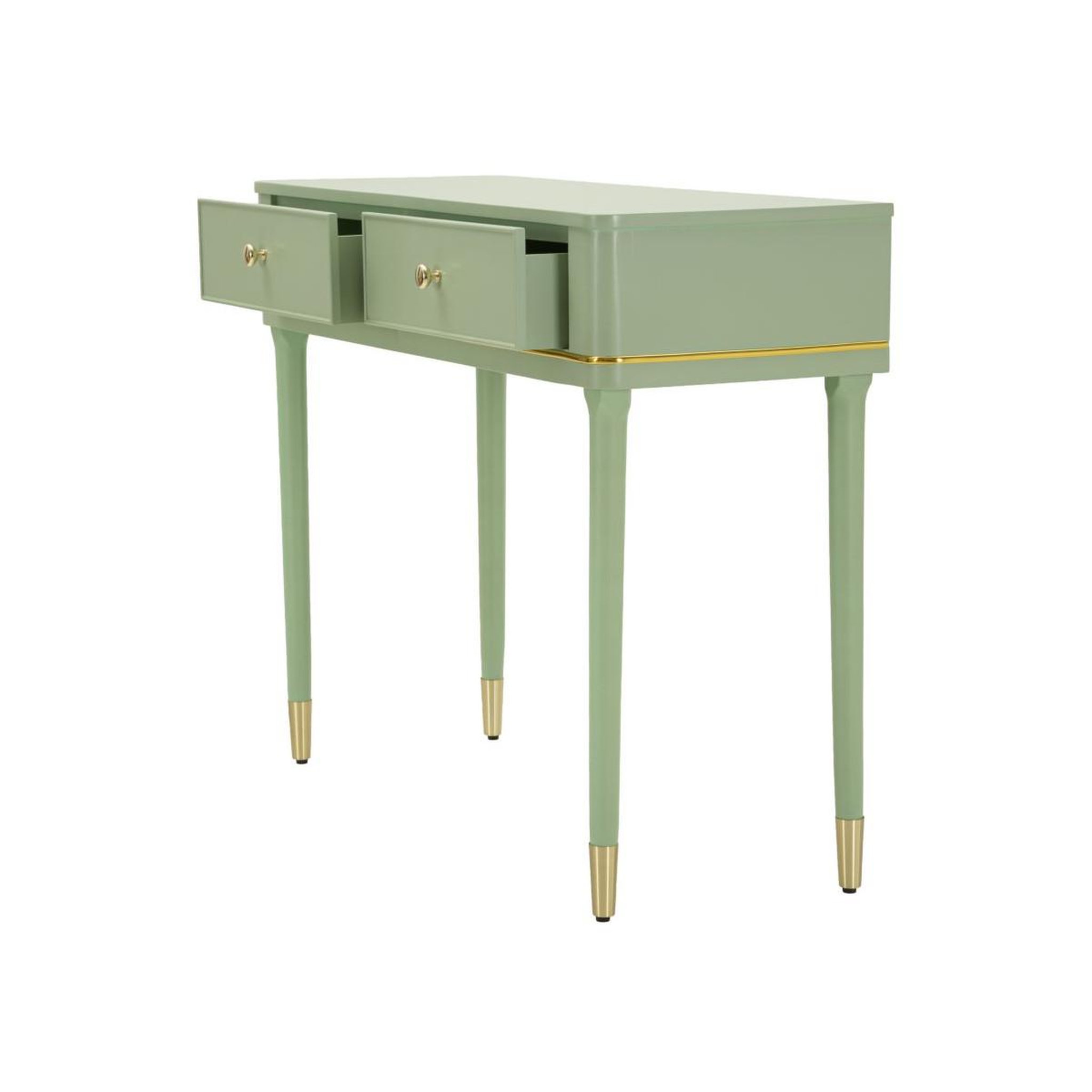 Voir la diapositive 3 : Paris Prix Console 2 tiroirs  camille  101cm vert & or