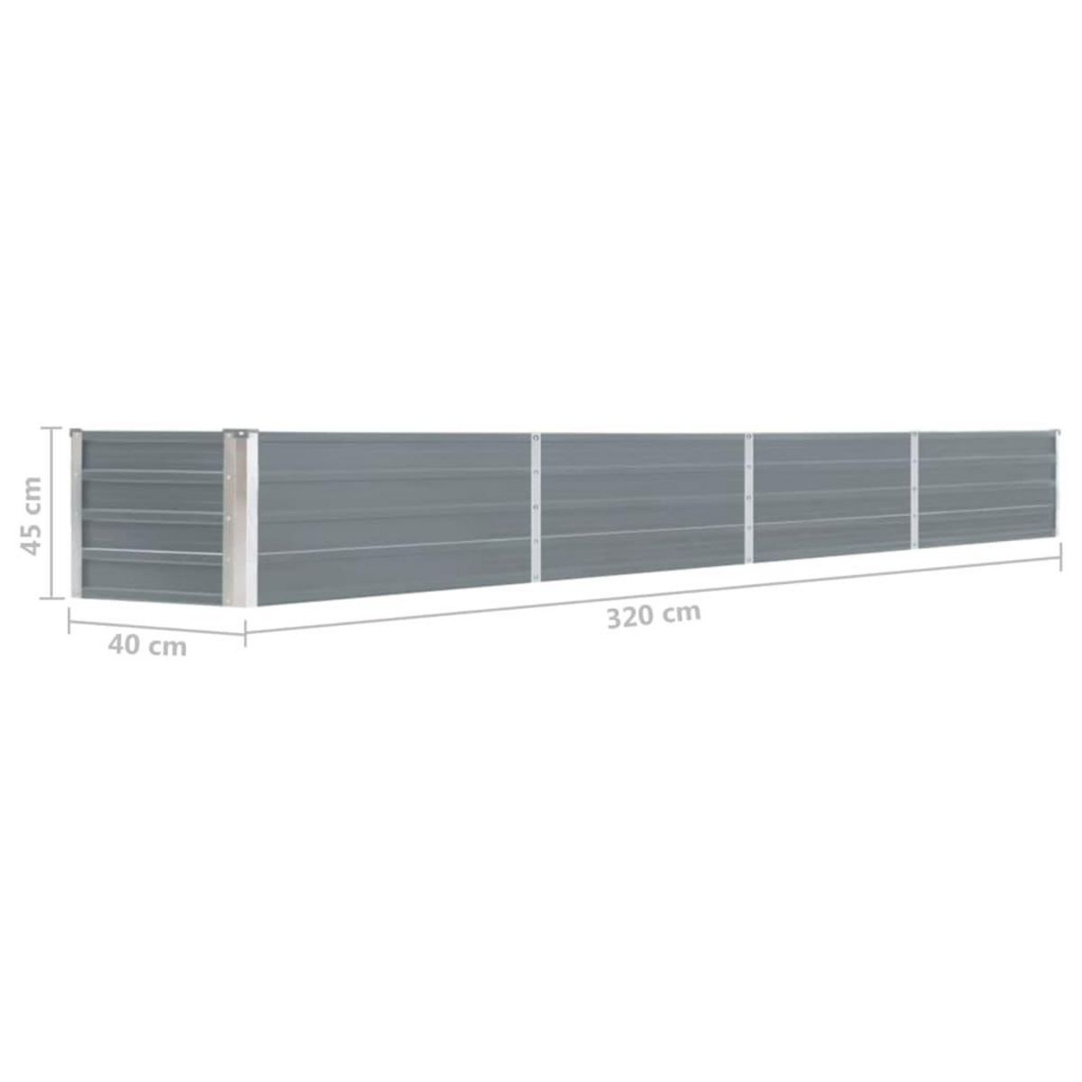 VIDAXL Lit sureleve de jardin Acier galvanise 320x40x45 cm Gris