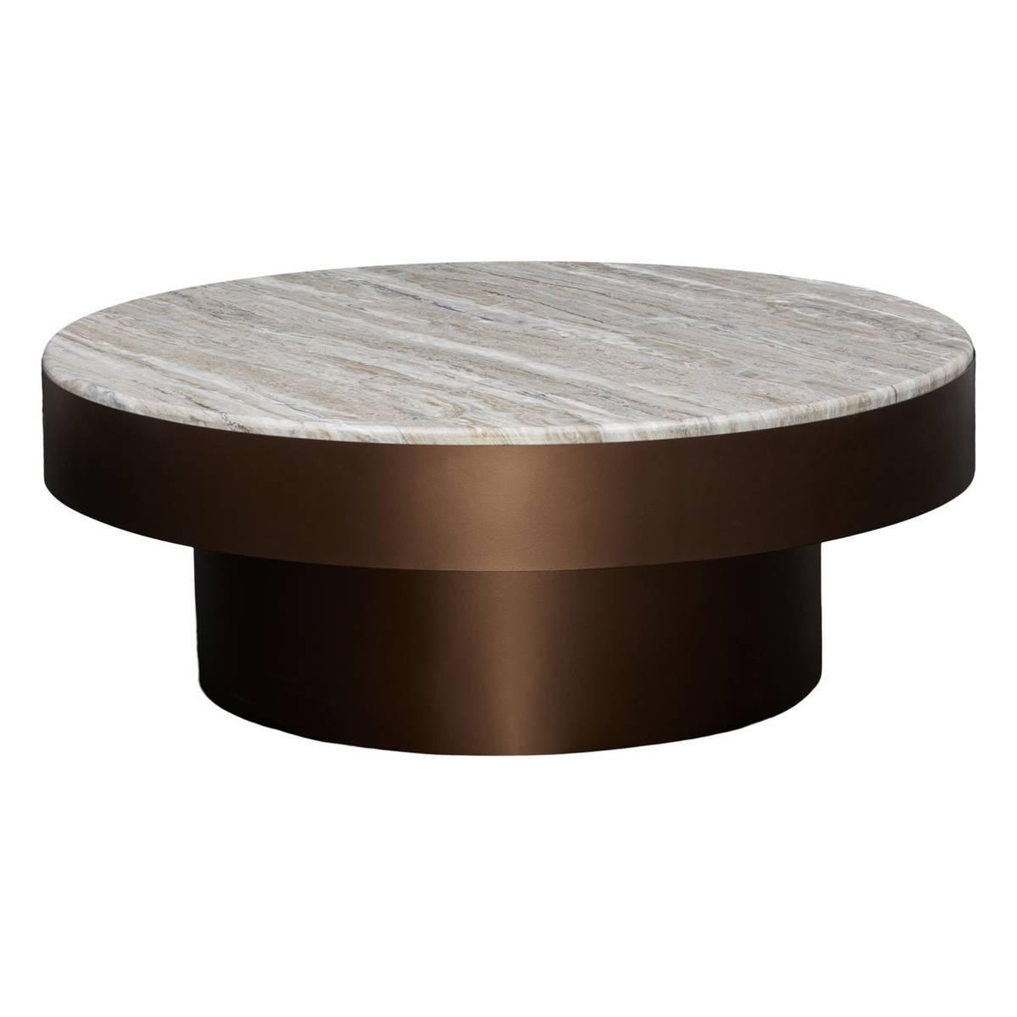 Voir la diapositive 1 : ATMOSPHERA Table Basse Effet Marbre  Barrel  80cm Chocolat