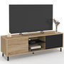 Voir la diapositive 1 : ID MARKET Meuble TV 140 cm EASY montage sans outils 2 portes coulissantes réversibles effet bois et noir
