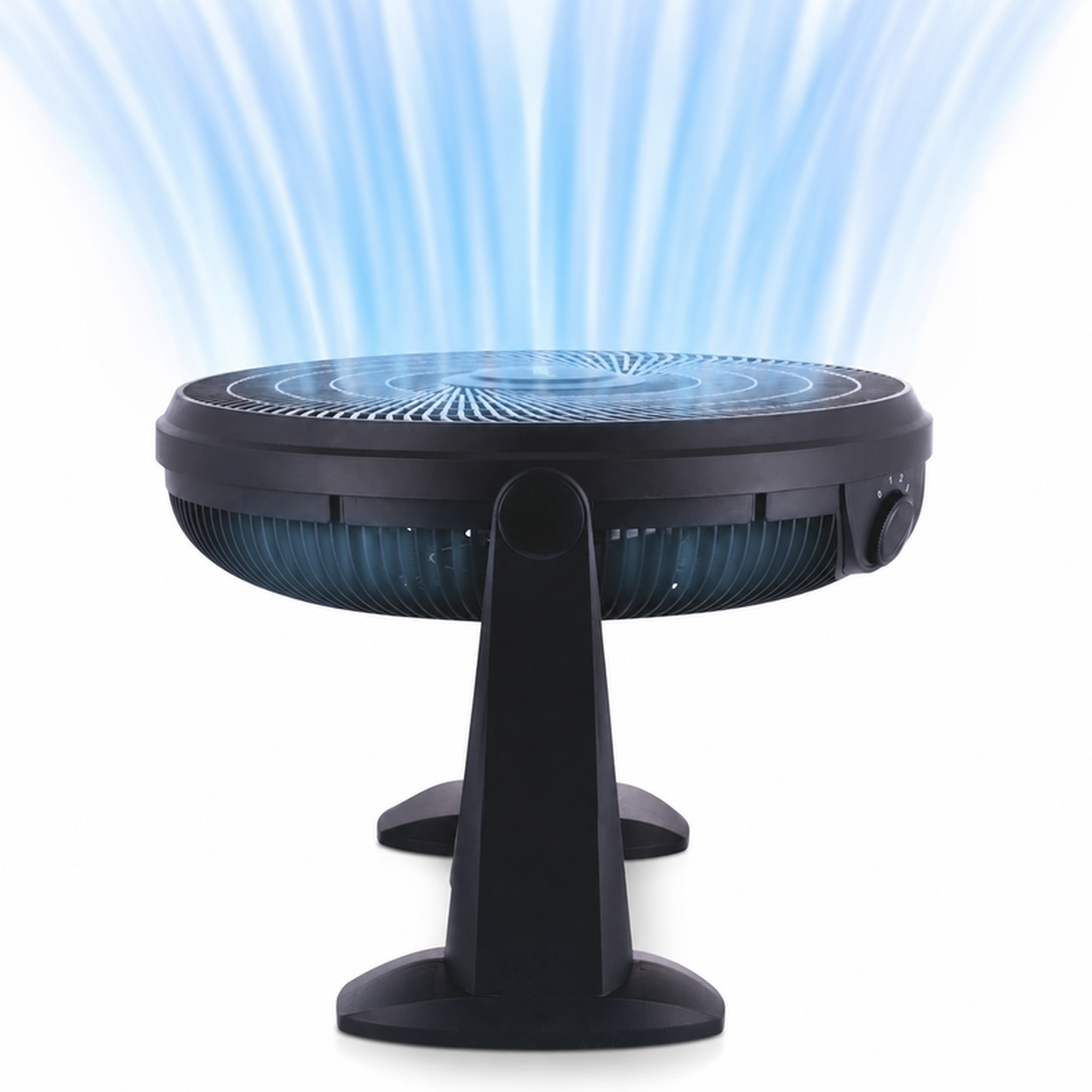 Voir la diapositive 3 : Ventilateur de sol et table rond inclinable 36 cm – noir 50w