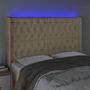 Voir la diapositive 4 : VIDAXL Tete de lit a LED Creme 147x16x118/128 cm Tissu
