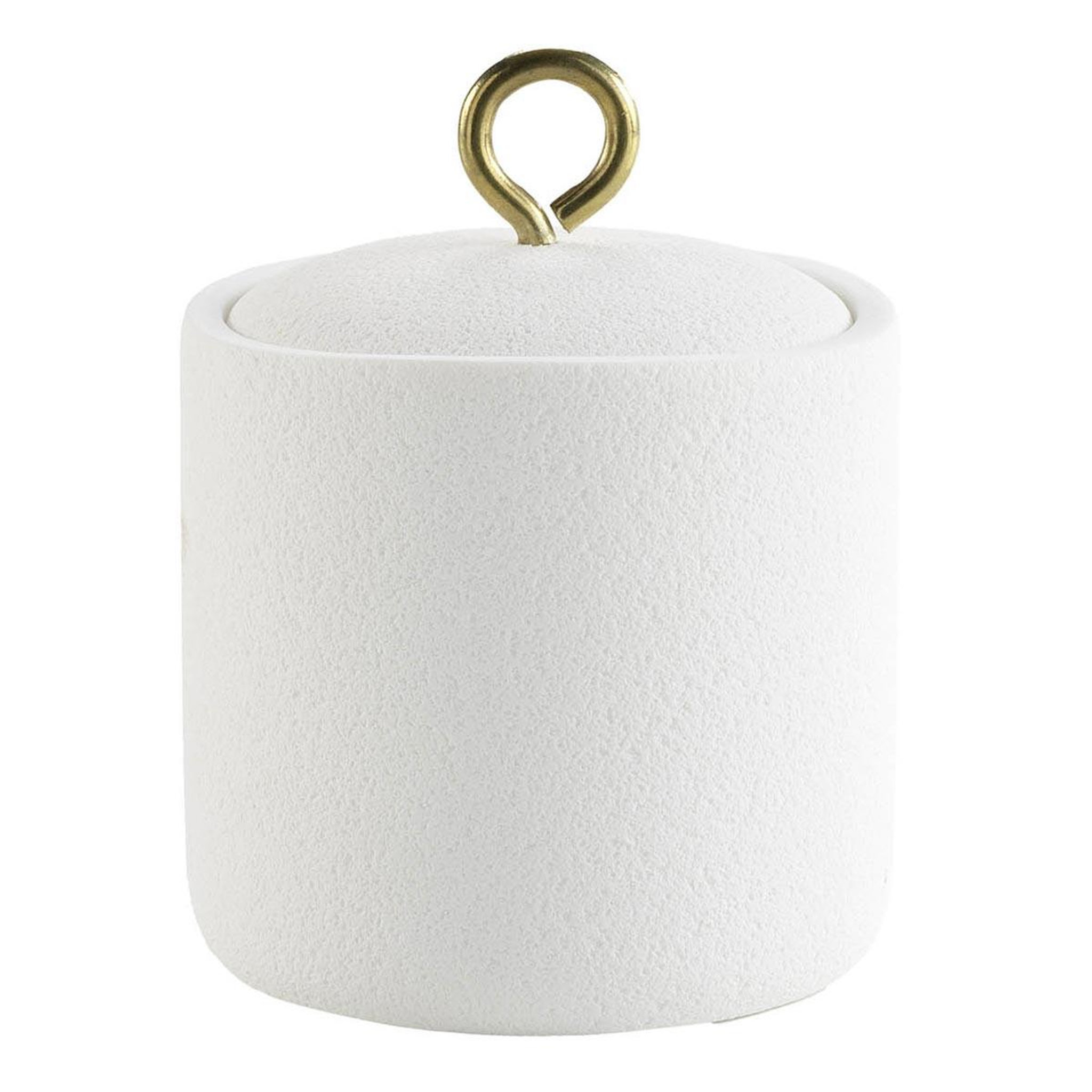Douceur d'Intérieur Pot à cotons en résine  aquamarbre  13cm blanc