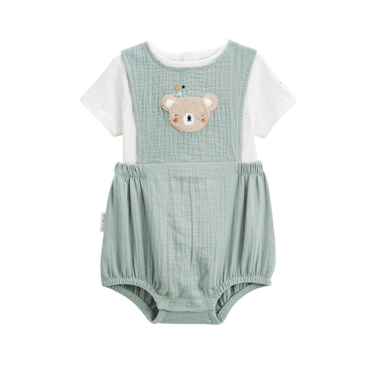 Petit Béguin Ensemble barboteuse bébé en gaze de coton et t-shirt Mini Rêve