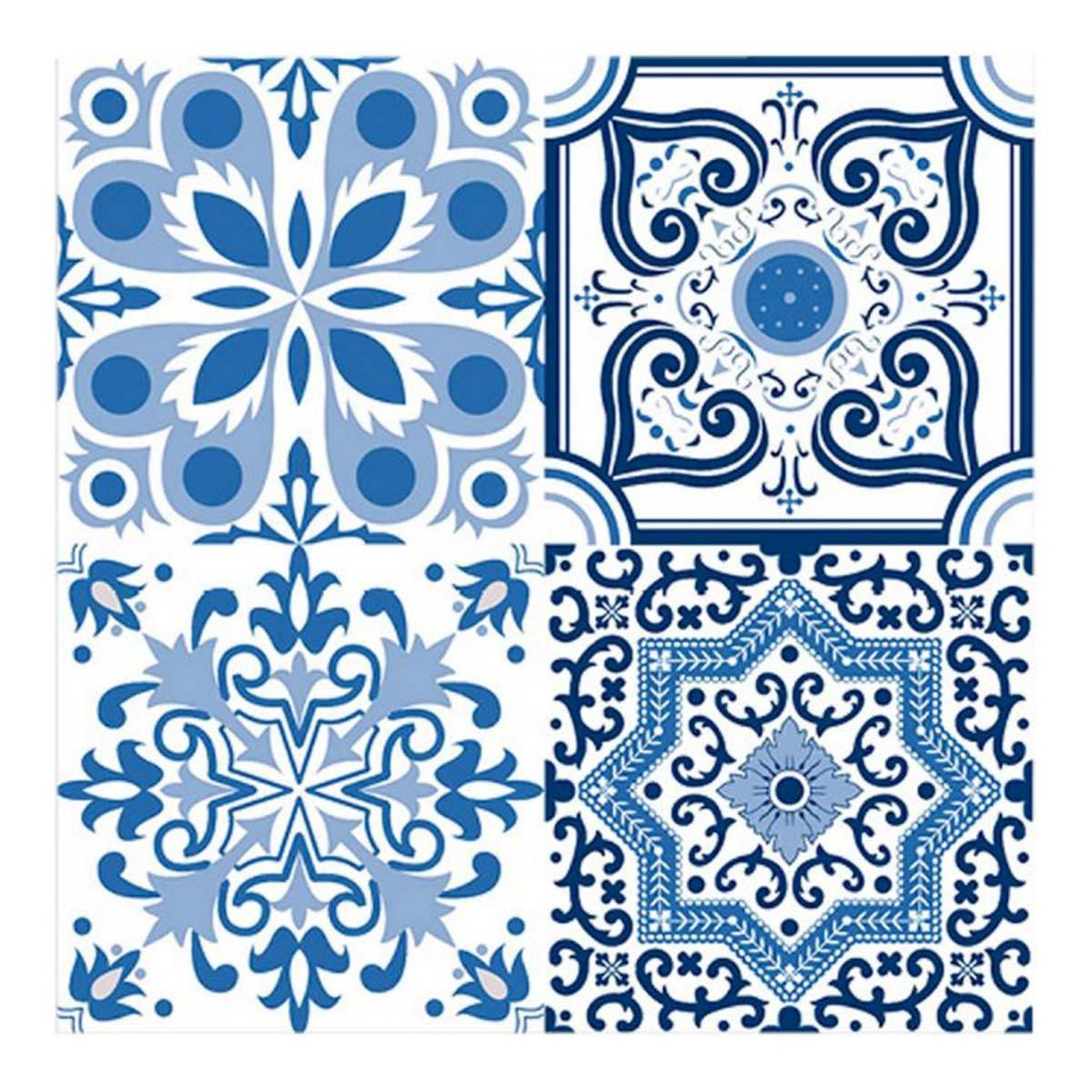 HOMEA Lot de 20 serviettes en papier  zellige  33x33cm bleu