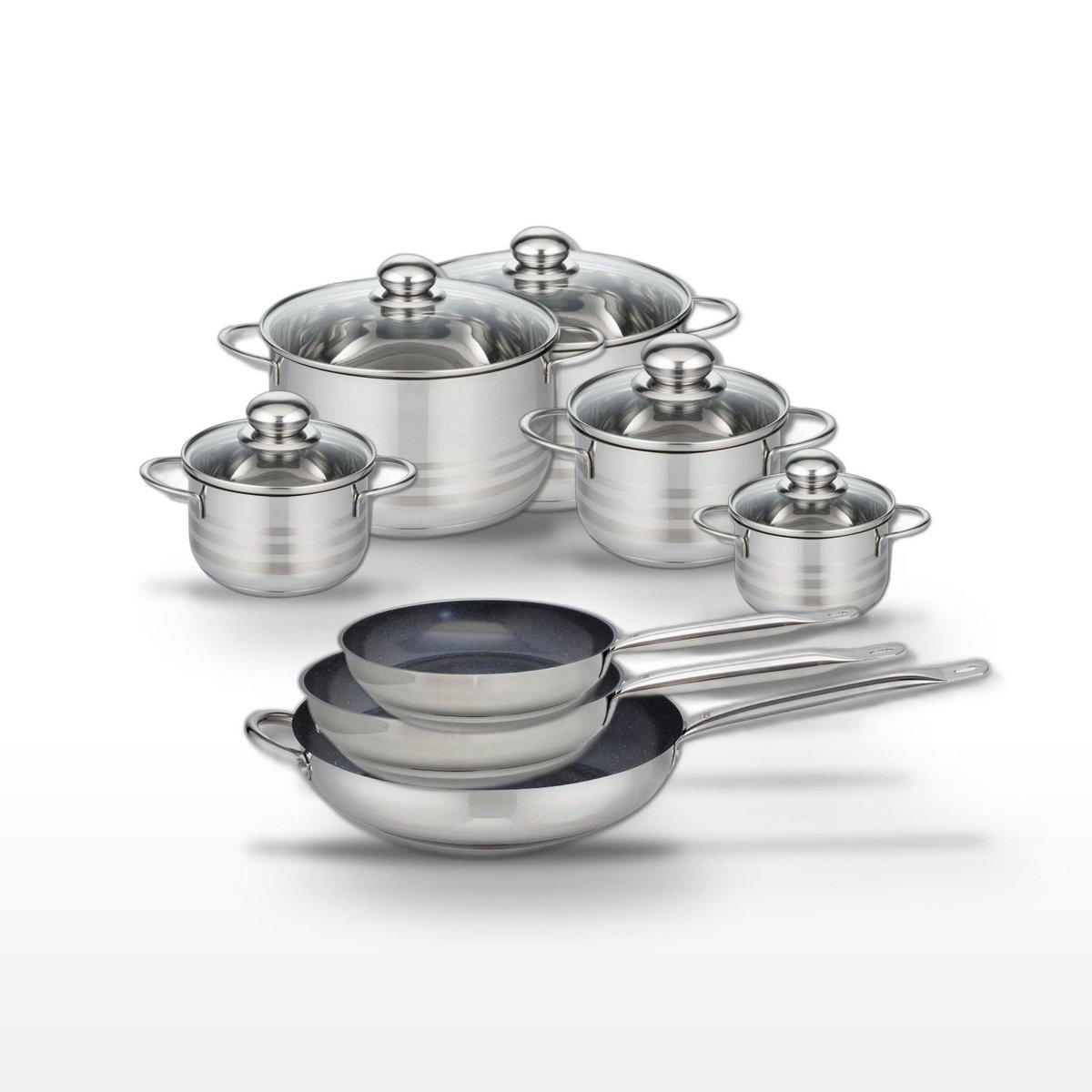 ELO Lot Poêles 24/28/32 cm Elo Profi Therm Platinum et Faitouts 12/14/16/20/24 cm