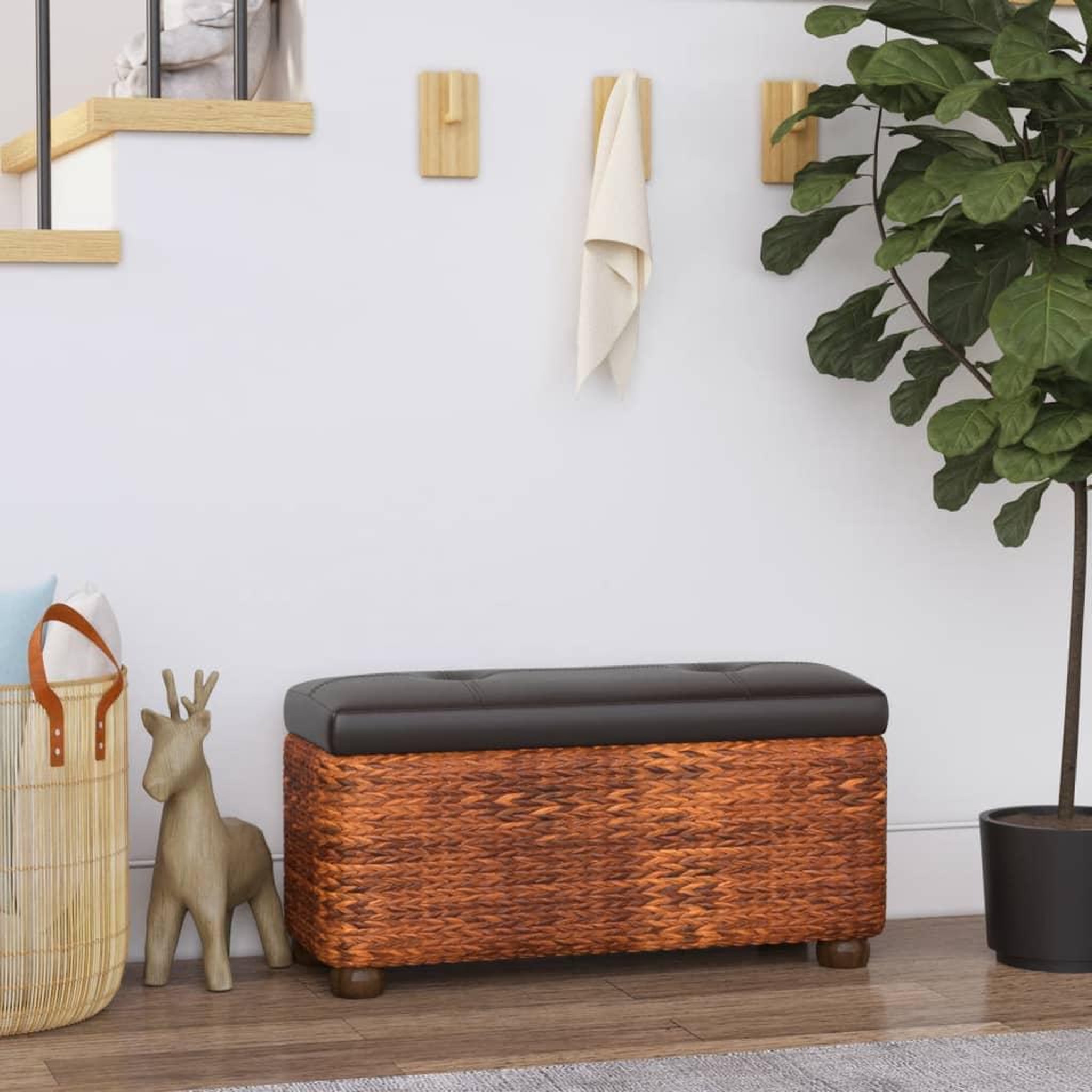 Voir la diapositive 1 : VIDAXL Bancs de rangement lot de 2 et coussin marron 69 cm quenouille