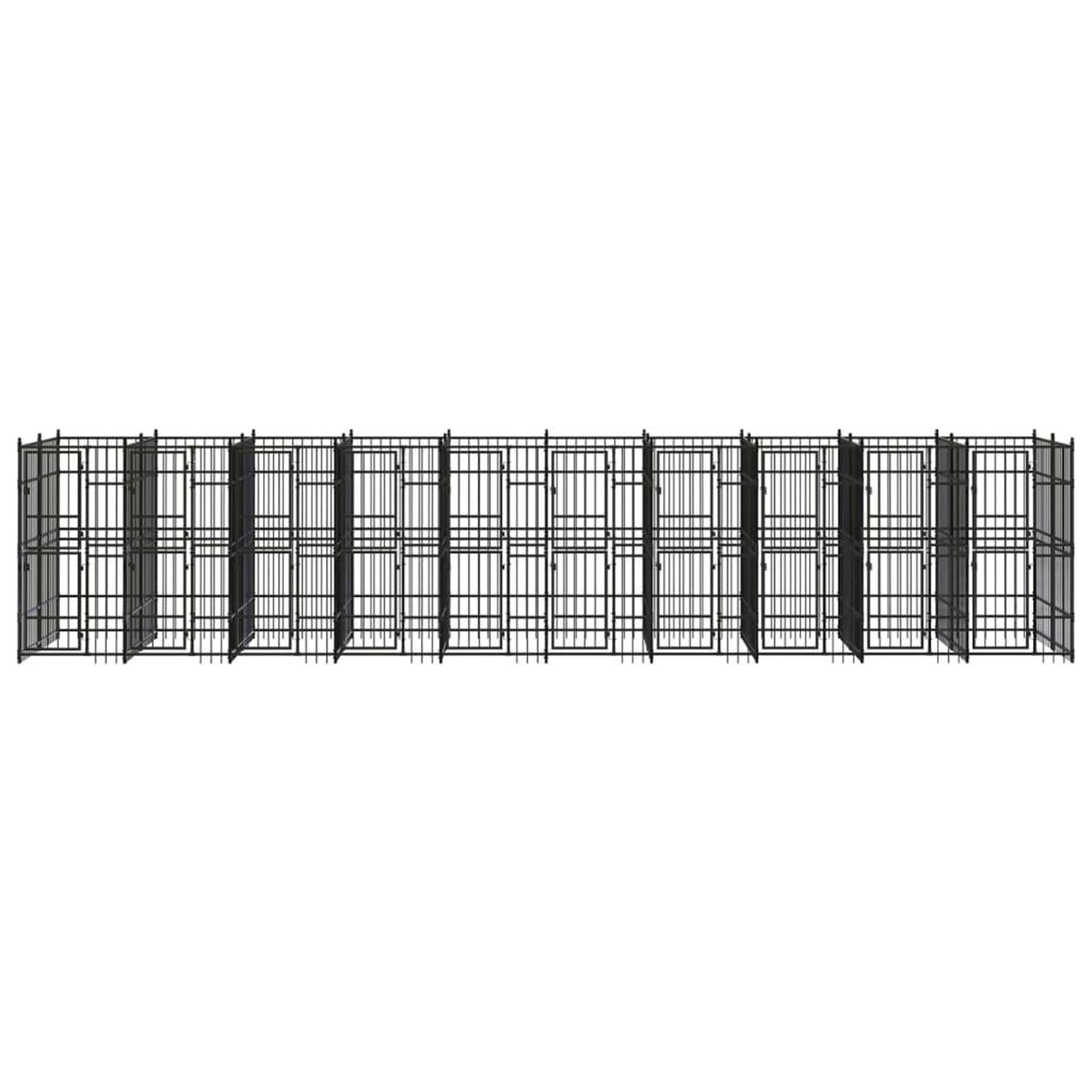 Voir la diapositive 2 : VIDAXL Chenil d'exterieur pour chiens Acier 18,43 m²
