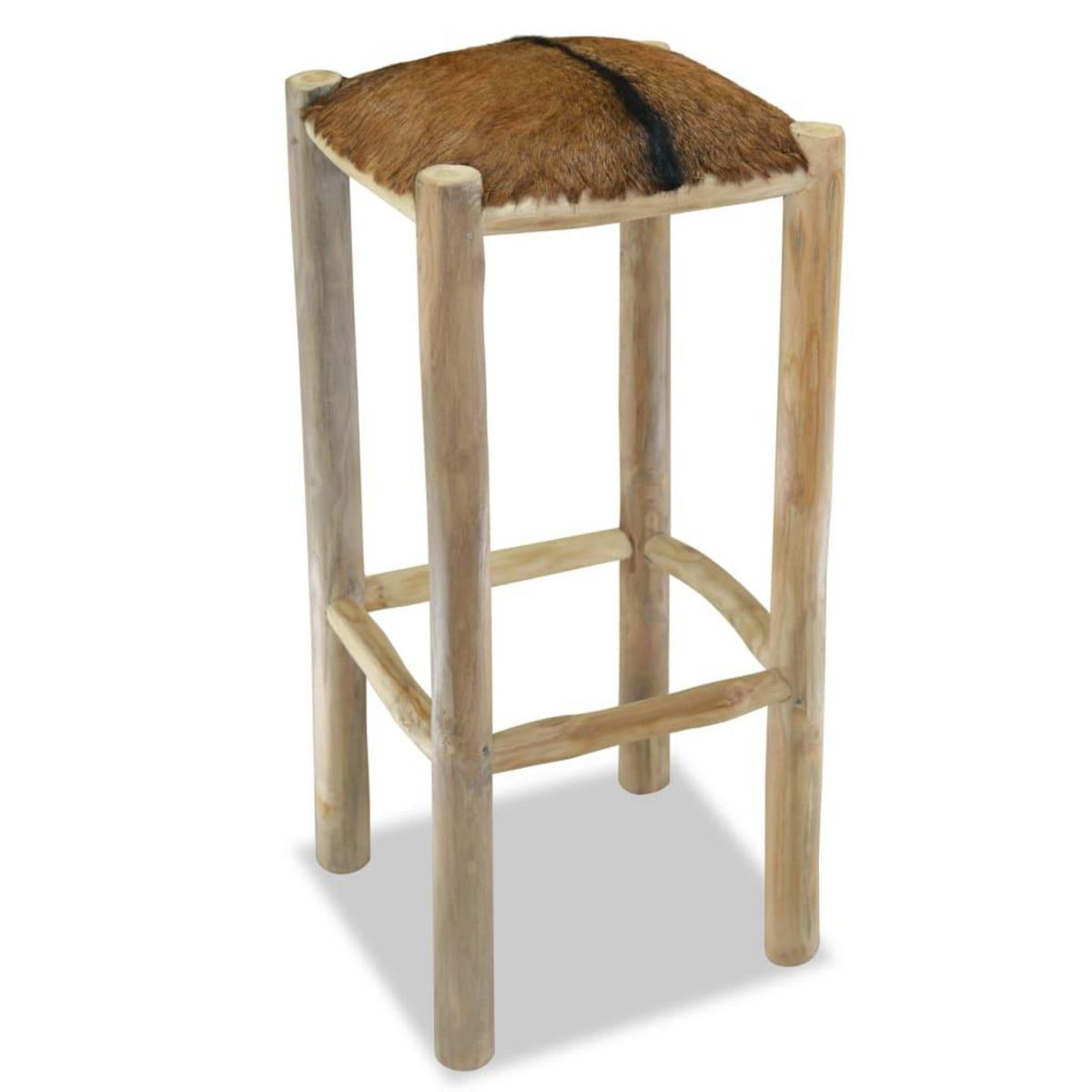 VIDAXL Tabouret de bar Cuir veritable et bois de teck solide