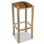 Voir la diapositive 3 : VIDAXL Tabouret de bar Cuir veritable et bois de teck solide