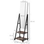Voir la diapositive 3 : HOMCOM Miroir sur pied rectangulaire avec roulettes angle réglable 2 étagères dim. 42L x 37l x 155H cm verre bois rustique noir