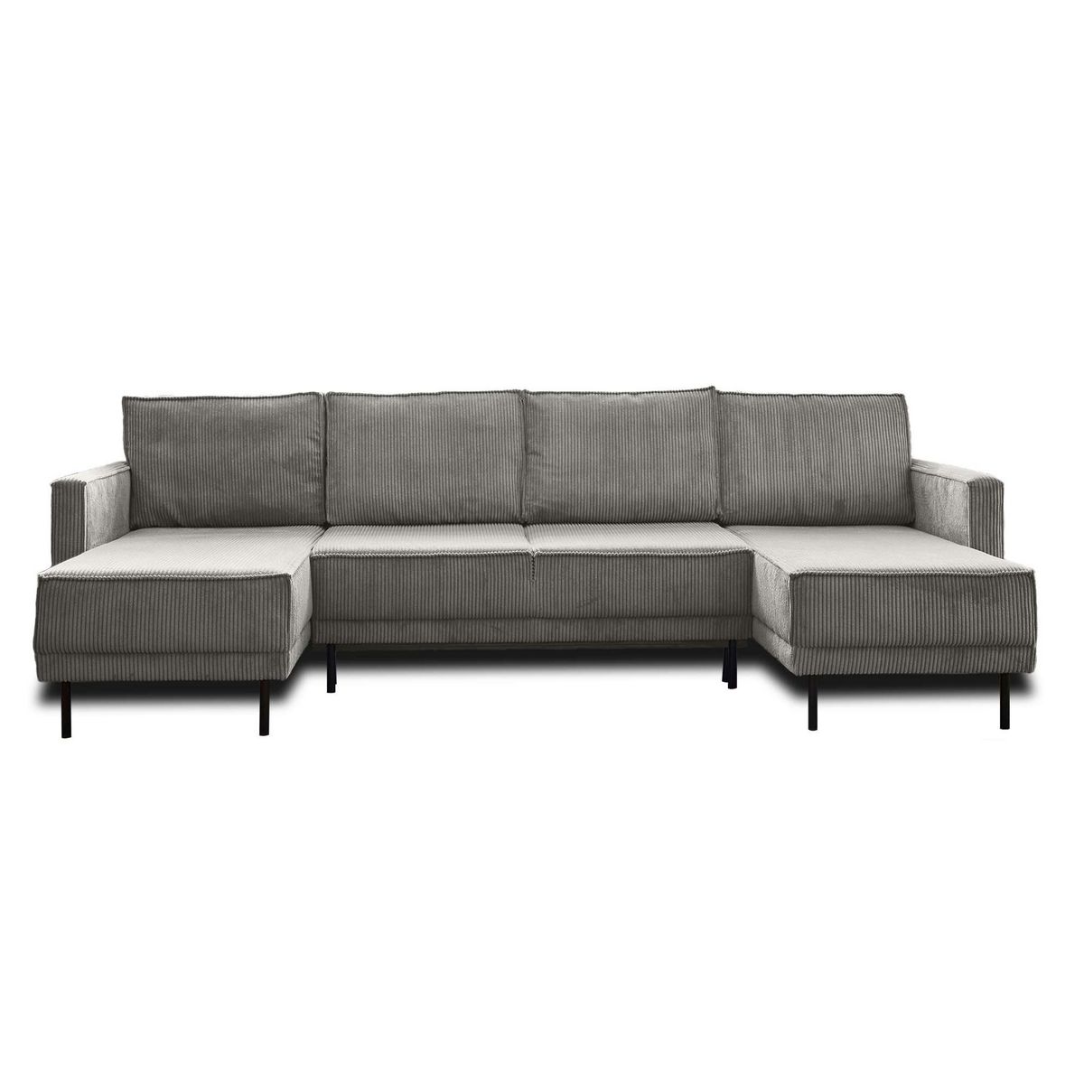 LISA DESIGN Charlie - canapé panoramique en u - 7 places - convertible avec coffre - en velours côtelé