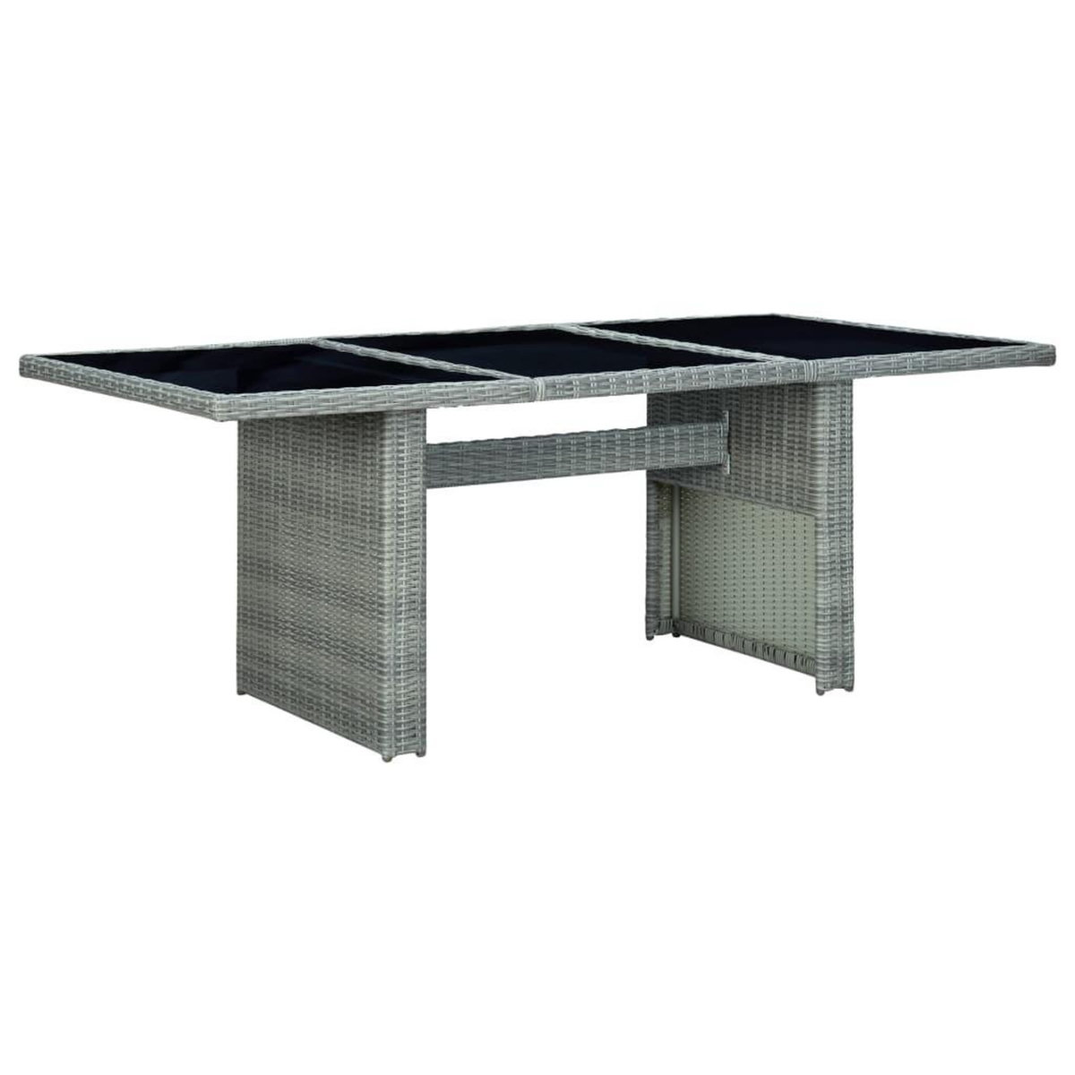 VIDAXL Table de jardin Gris clair Resine tressee et verre trempe