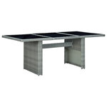 VIDAXL Table de jardin Gris clair Resine tressee et verre trempe