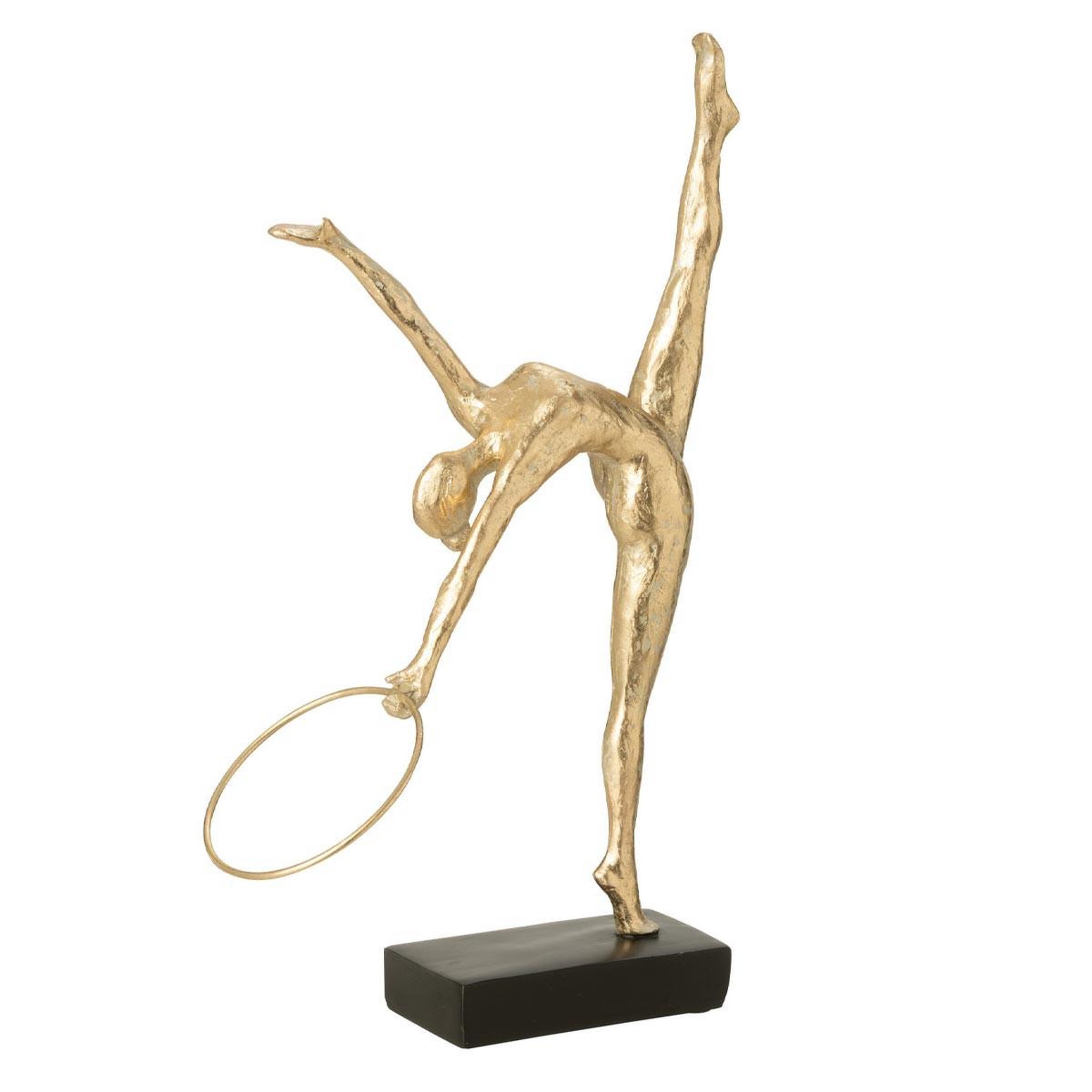 J-LINE Gymnaste cerceau sur socle  écart  35cm doré & noir