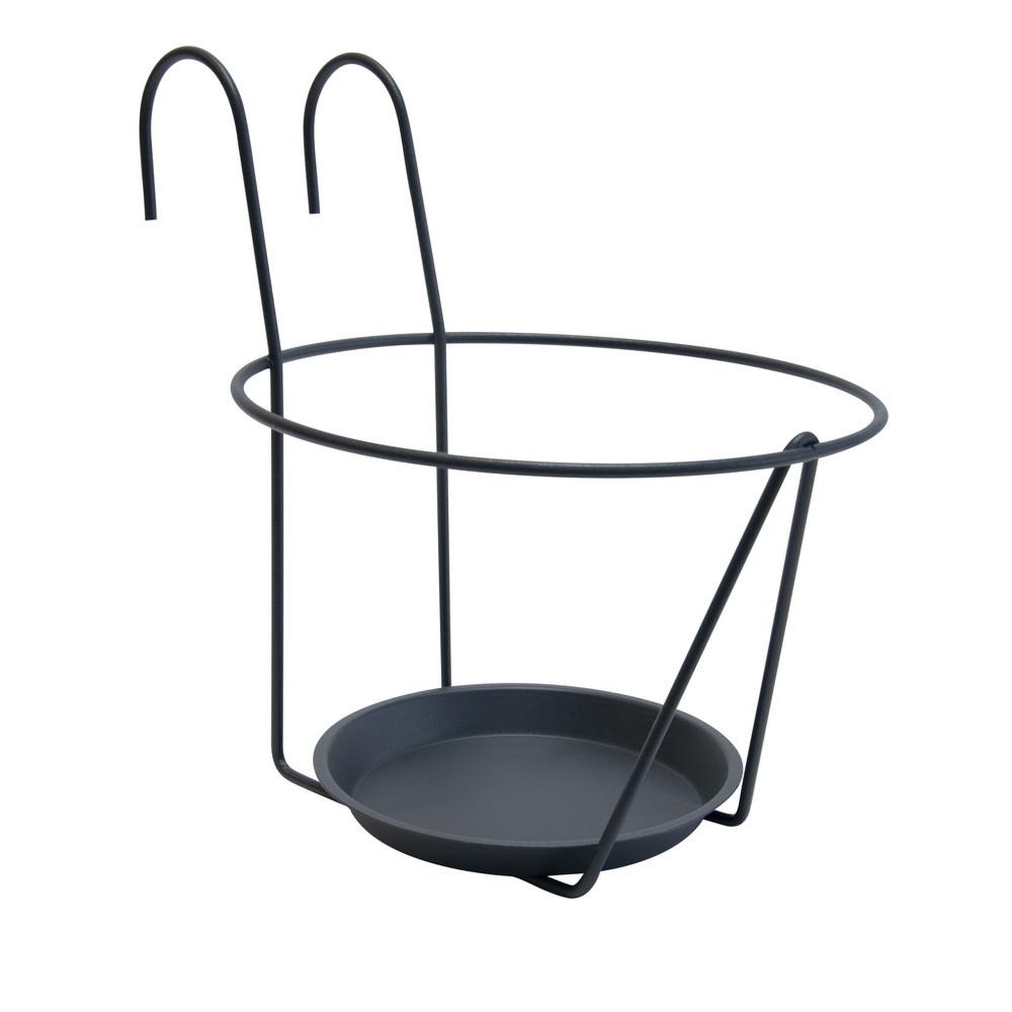 CENTRALE BRICO Porte pot soucoupe crochet anthracite - 25 cm - acier époxy