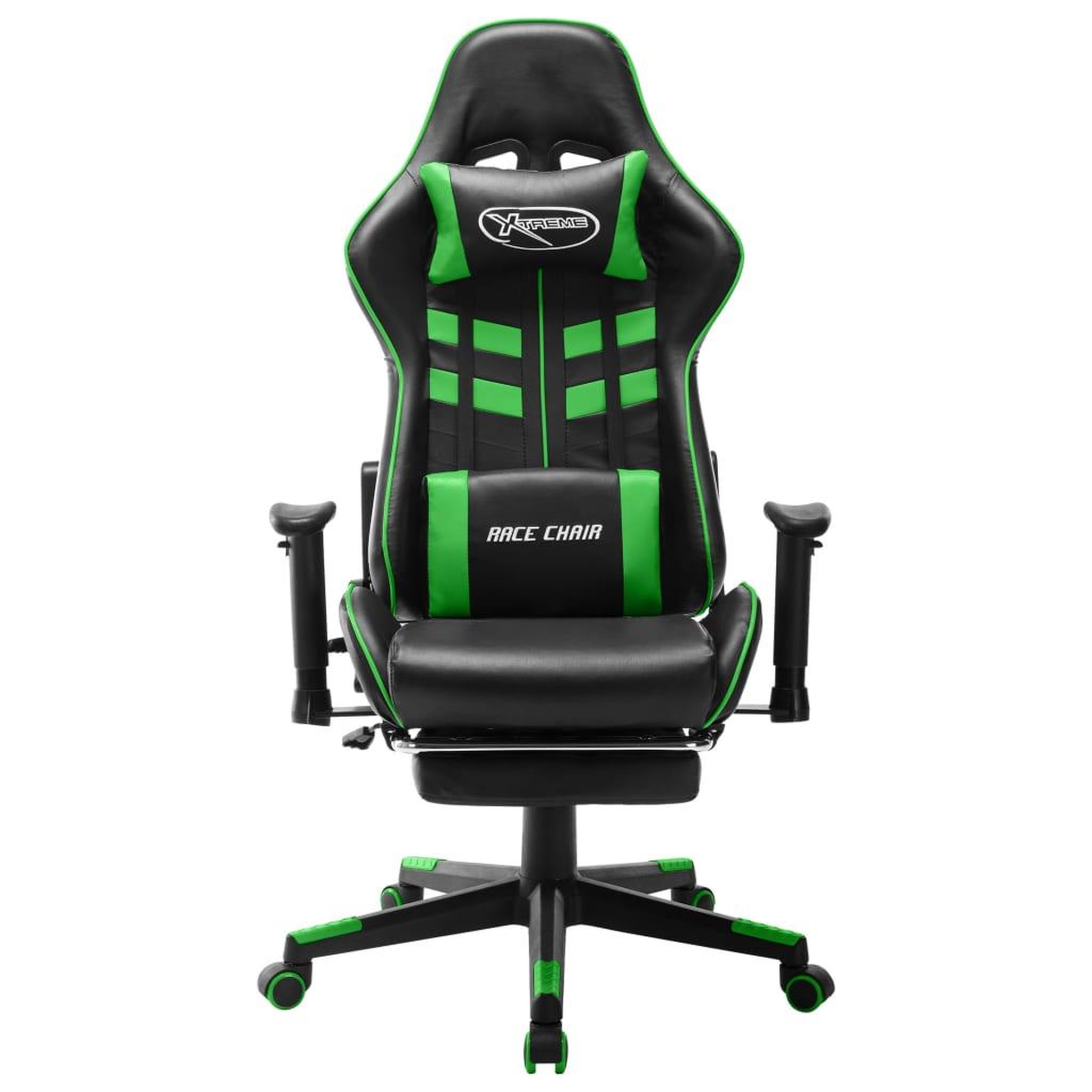 Voir la diapositive 2 : VIDAXL Chaise de jeu avec repose-pied Noir et vert Cuir artificiel