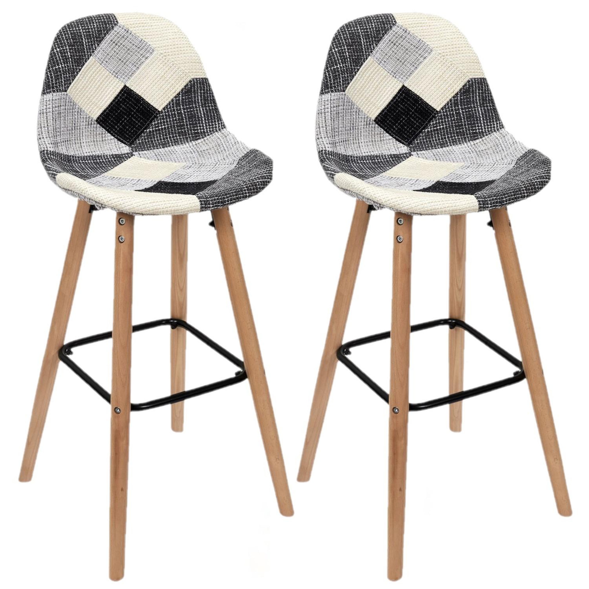 Voir la diapositive 1 : TOILINUX Lot de 2 tabourets de bar patchwork