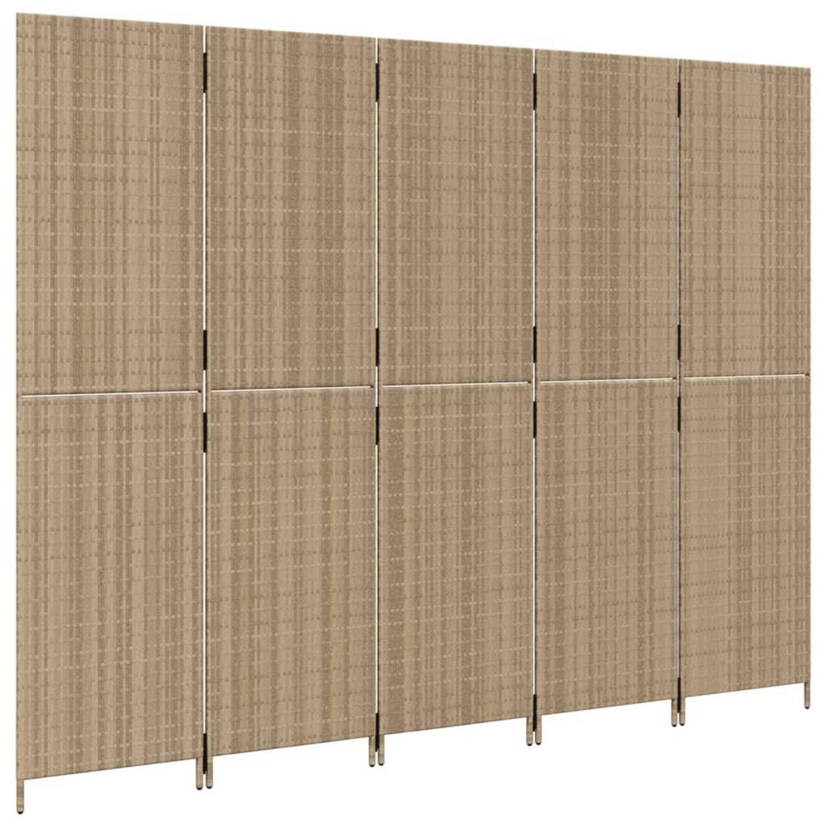 VIDAXL Cloison de separation 5 panneaux beige resine tressee