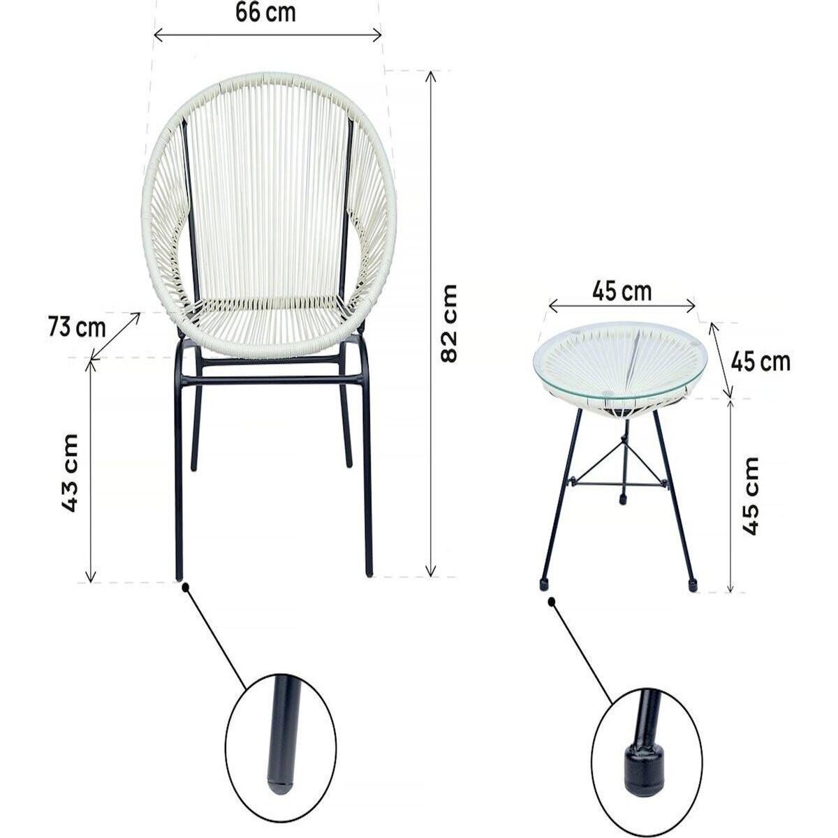 Habitat et Jardin Salon de jardin acapulco  Poli - 2 places - Blanc