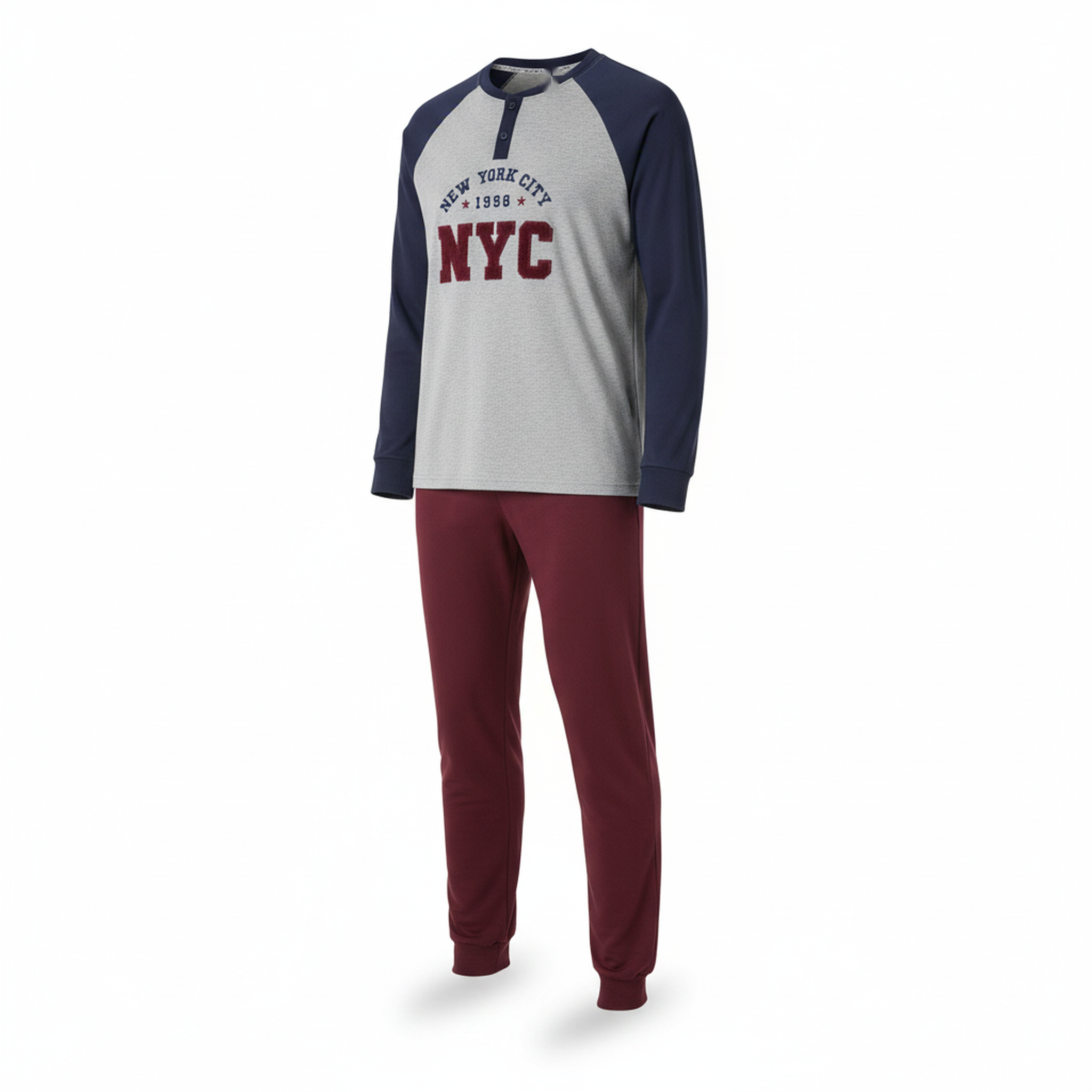 Voir la diapositive 1 : OZABI Ozabi pyjama homme doublé polaire broderie new york city