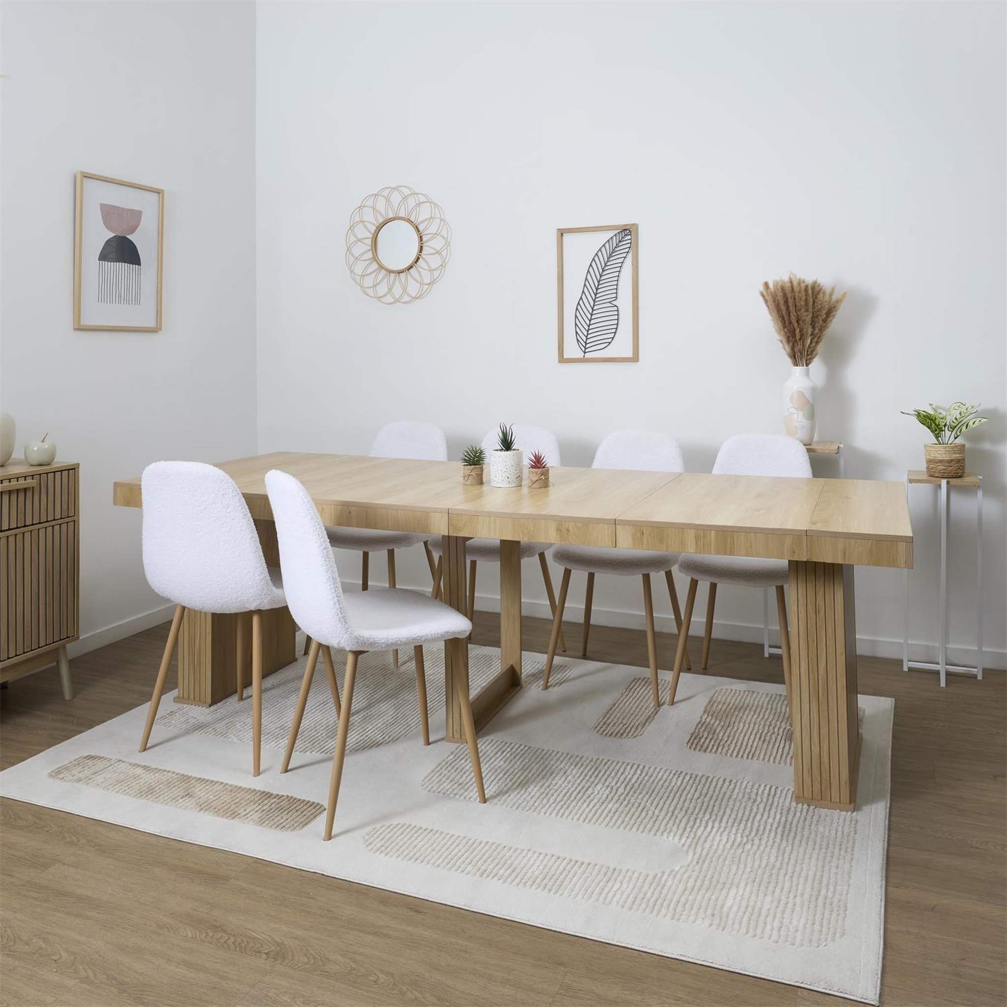 Voir la diapositive 2 : The Home Deco Factory Console table extensible 2 à 10 places saulk - beige