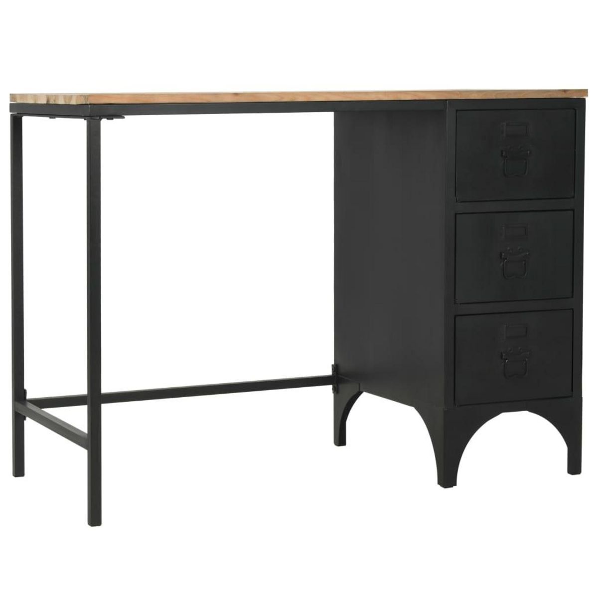 VIDAXL Bureau a piedestal unique Bois de sapin et acier 100x50x76 cm
