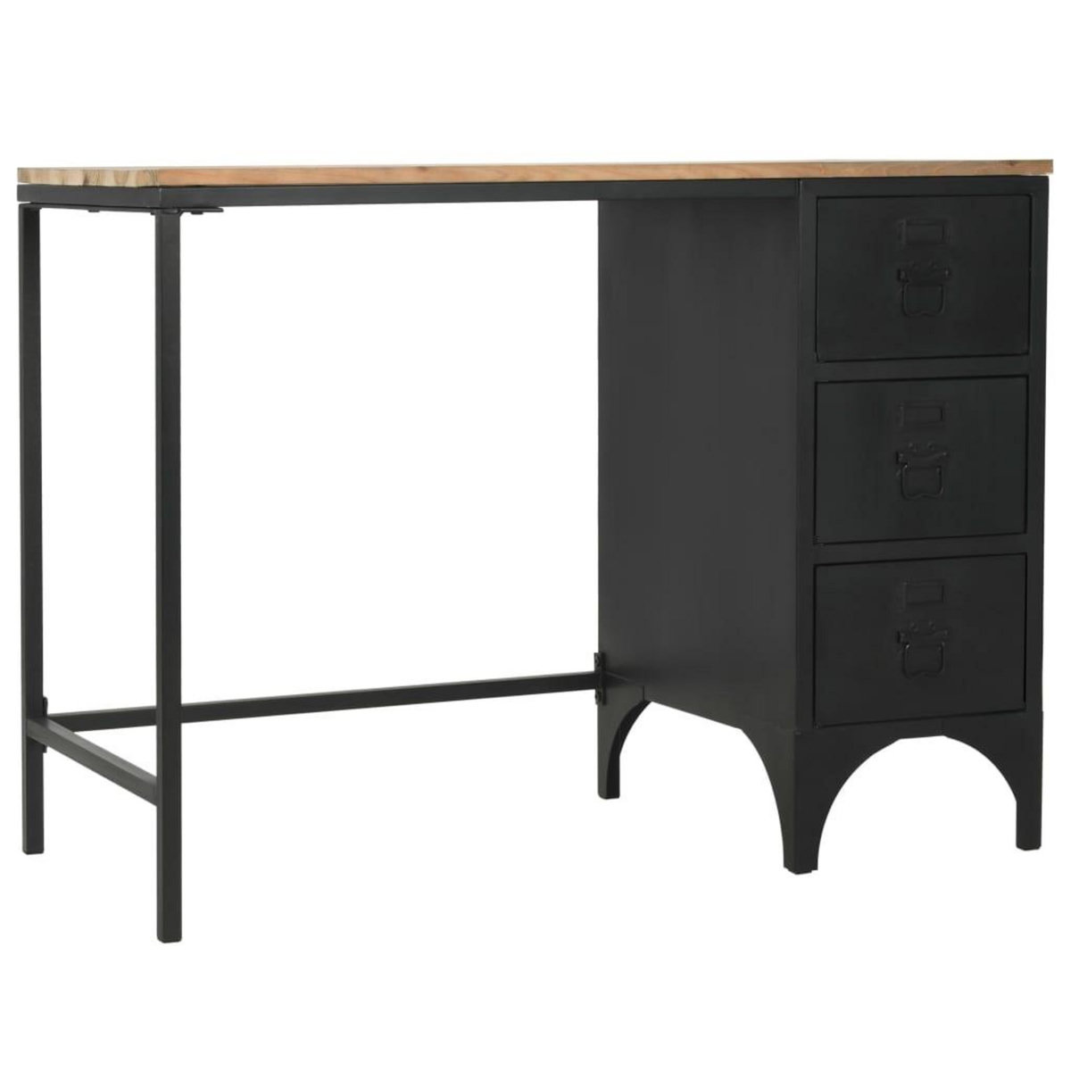 VIDAXL Bureau a piedestal unique Bois de sapin et acier 100x50x76 cm