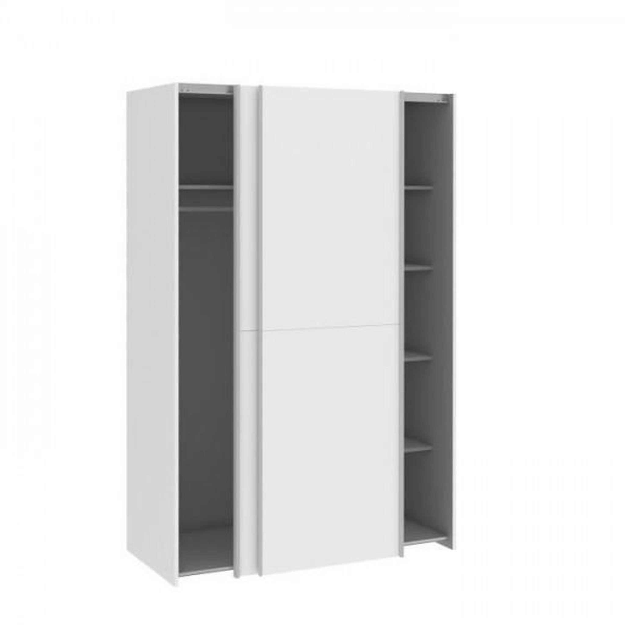 Voir la diapositive 4 : MARKET24 Armoire 2 portes coulissantes - Blanc mat - L 120 x P 61,2 x H 190,5 cm - OZZULA
