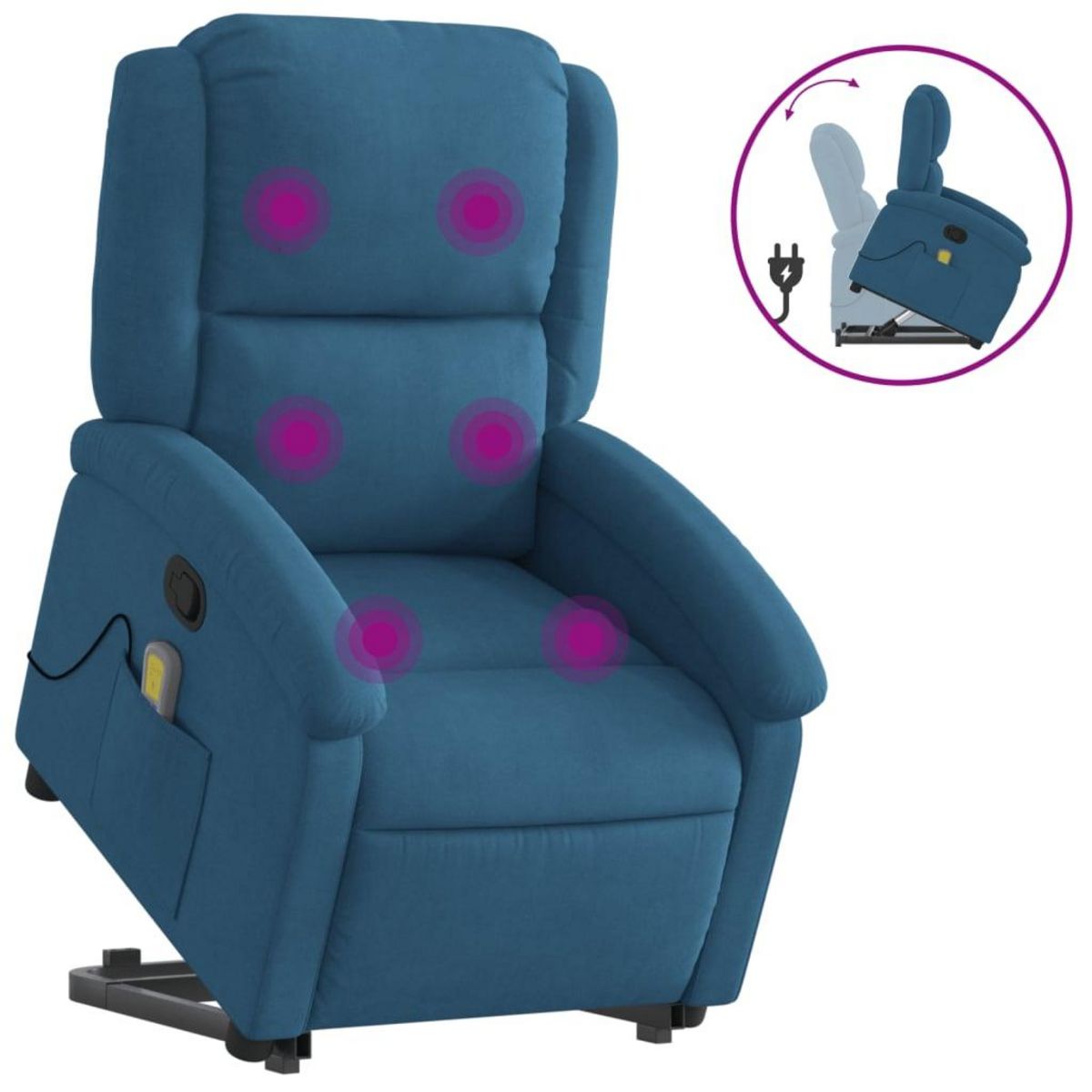VIDAXL Fauteuil de massage inclinable Bleu Velours
