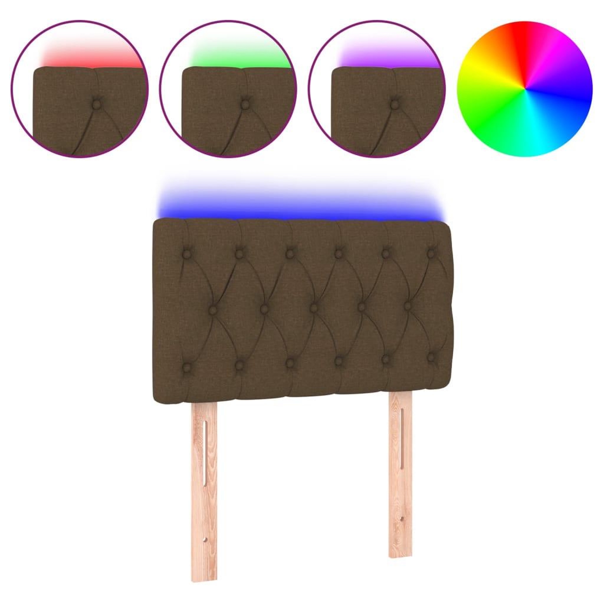 Voir la diapositive 2 : VIDAXL Tete de lit a LED Marron fonce 80x7x78/88 cm Tissu