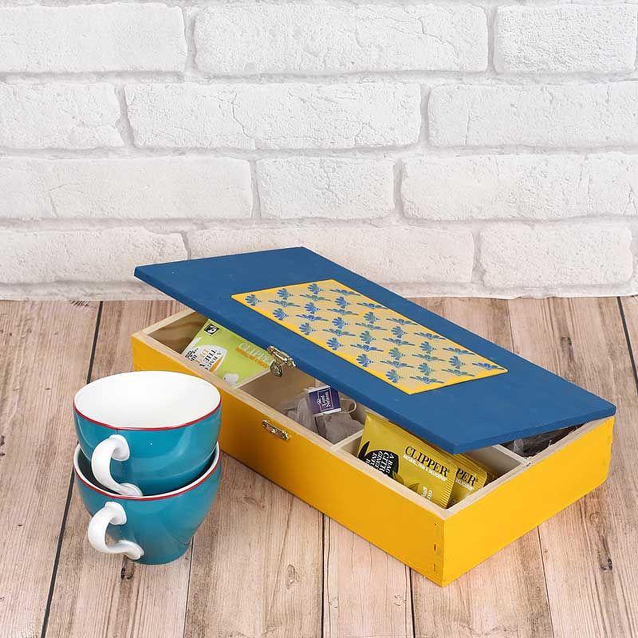 Voir la diapositive 2 : Graine créative Boîte à tisane en bois 6 cases à décorer - 30 x 16 x 6 cm