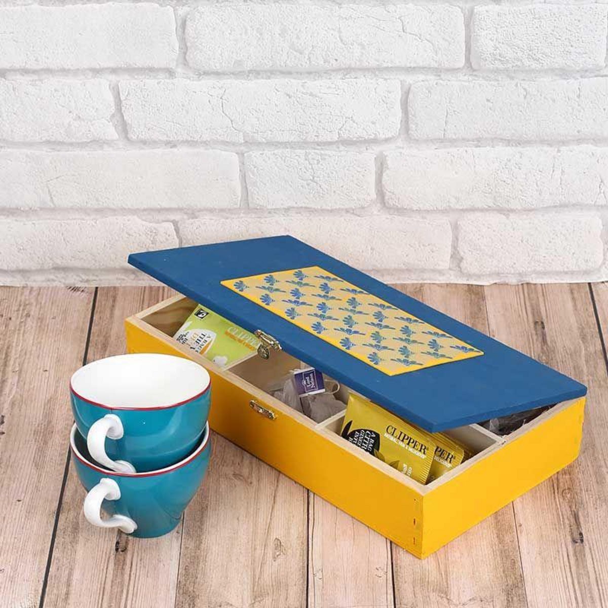 Graine créative Boîte à tisane en bois 6 cases à décorer - 30 x 16 x 6 cm