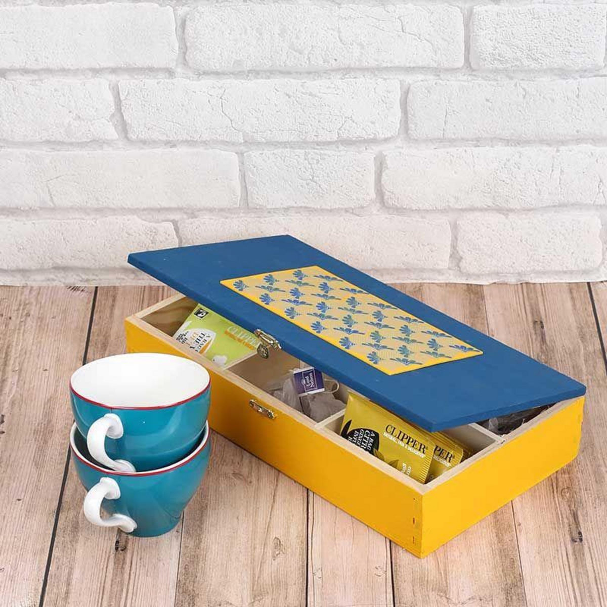 Graine créative Boîte à tisane en bois 6 cases à décorer - 30 x 16 x 6 cm