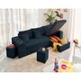 Voir la diapositive 3 : BEST MOBILIER California - canapé d'angle réversible 4 places - convertible avec coffre, étagère et poufs - en velours texturé