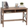 Voir la diapositive 1 : HOMCOM Bureau design industriel grand plateau 2 niches métal noir panneaux particules imitation bois veinage marron