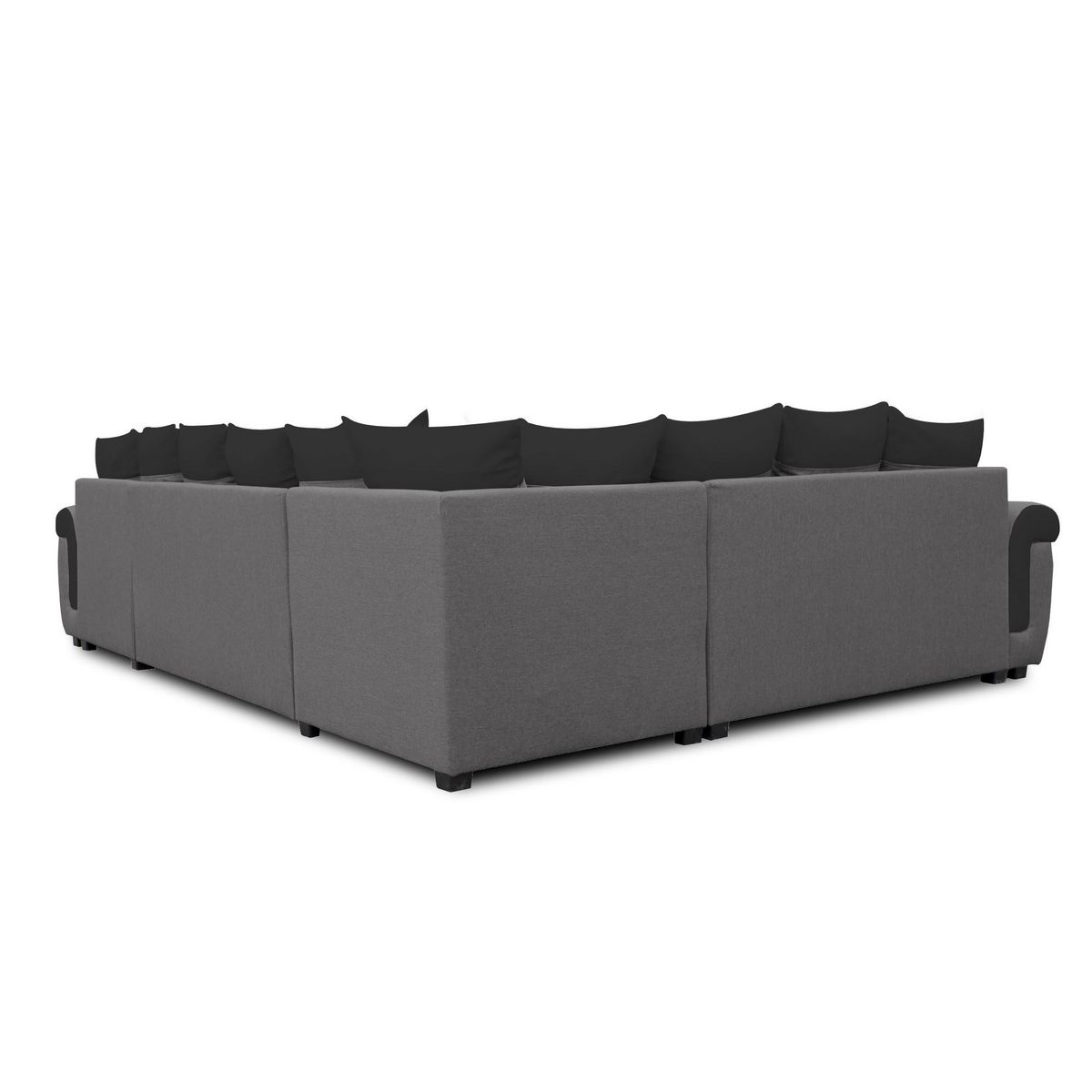BEST MOBILIER Henry - canapé panoramique d'angle réversible - 7 places - convertible avec coffre - en tissu et pu